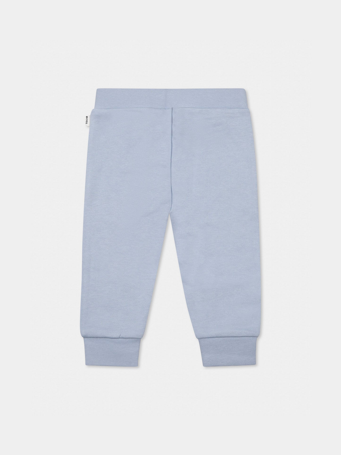 Pantaloni celesti  per neonato con logo