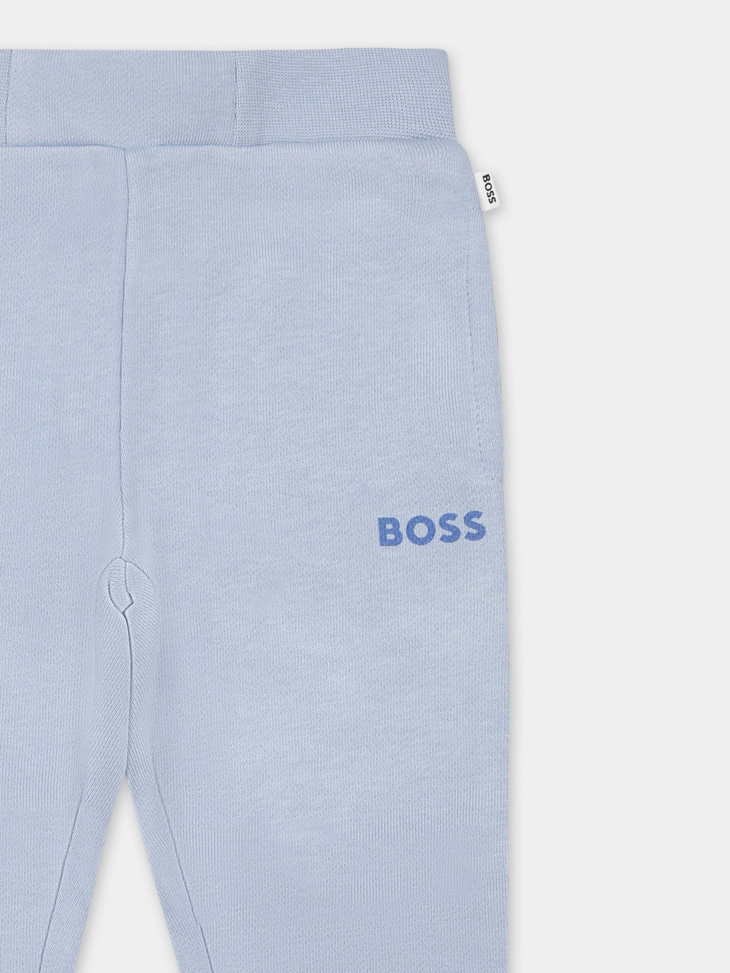 Pantaloni celesti  per neonato con logo