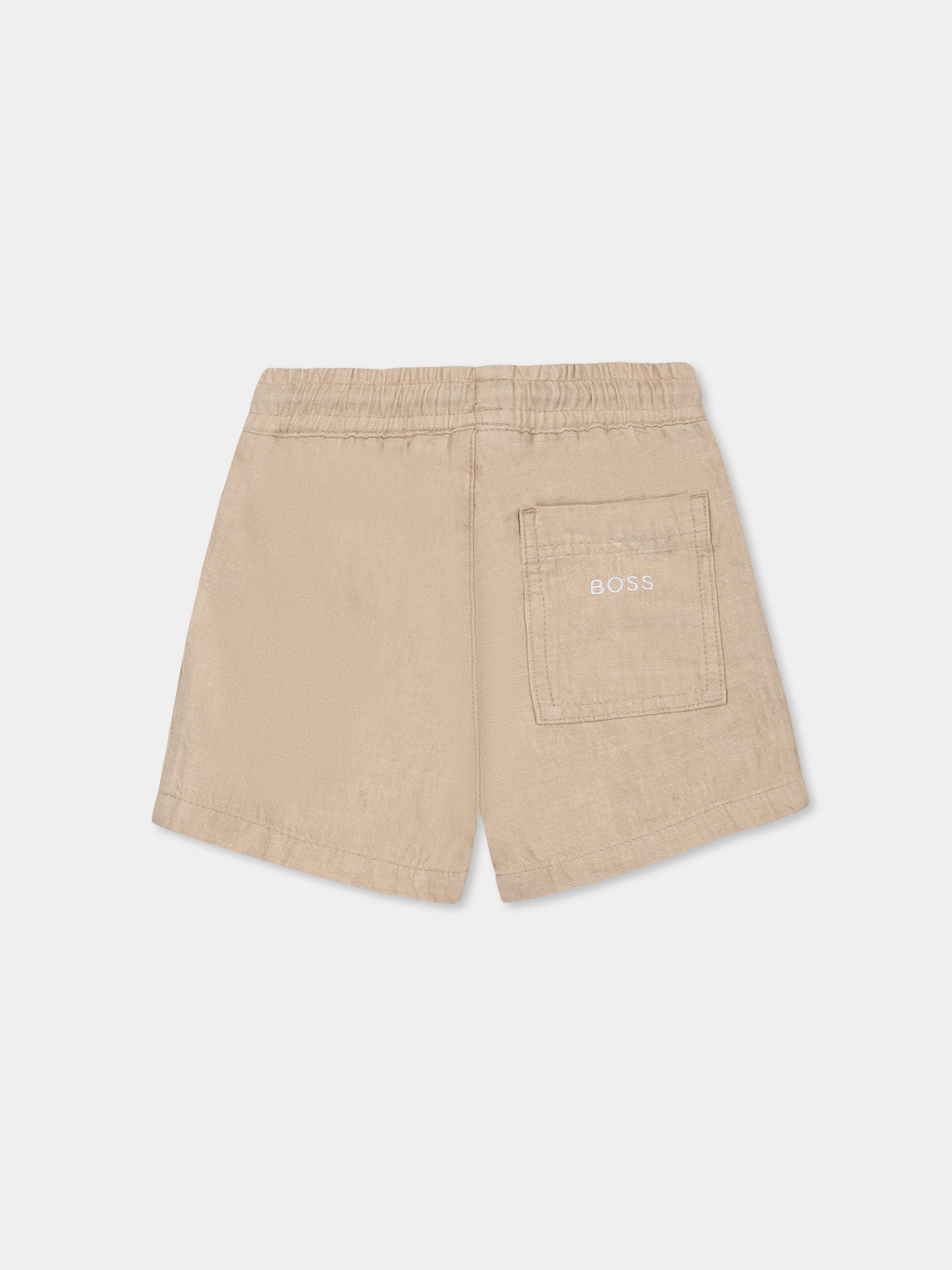 Shorts beige per neonato con logo