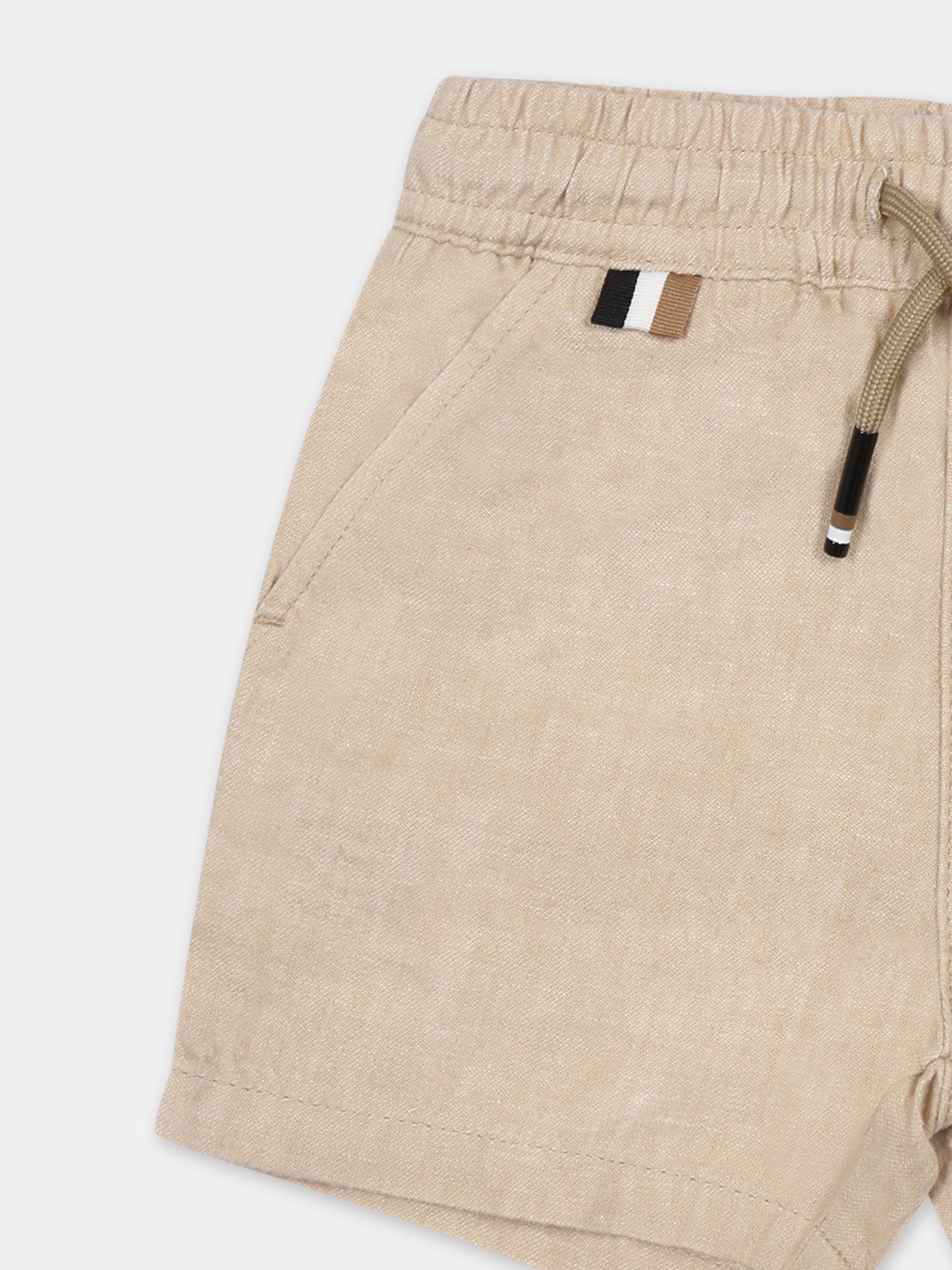 Shorts beige per neonato con logo