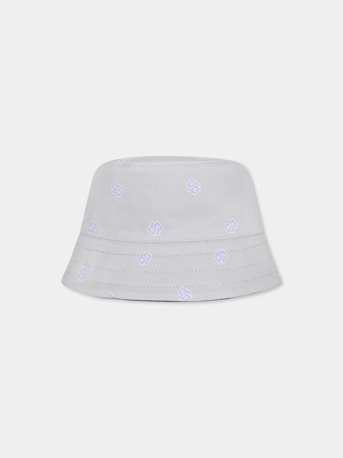 Cloche blu reversibile per neonato con logo