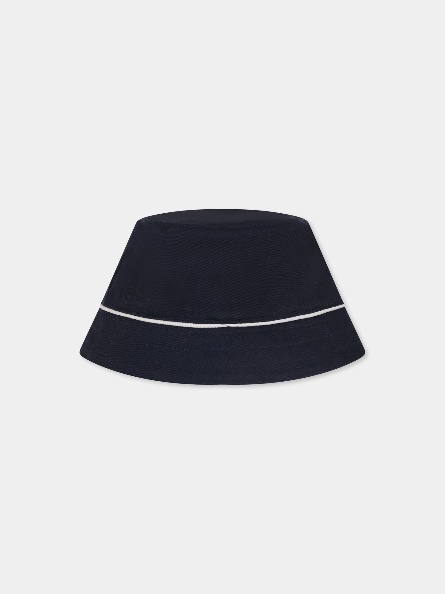 Cloche blu reversibile per neonato con logo