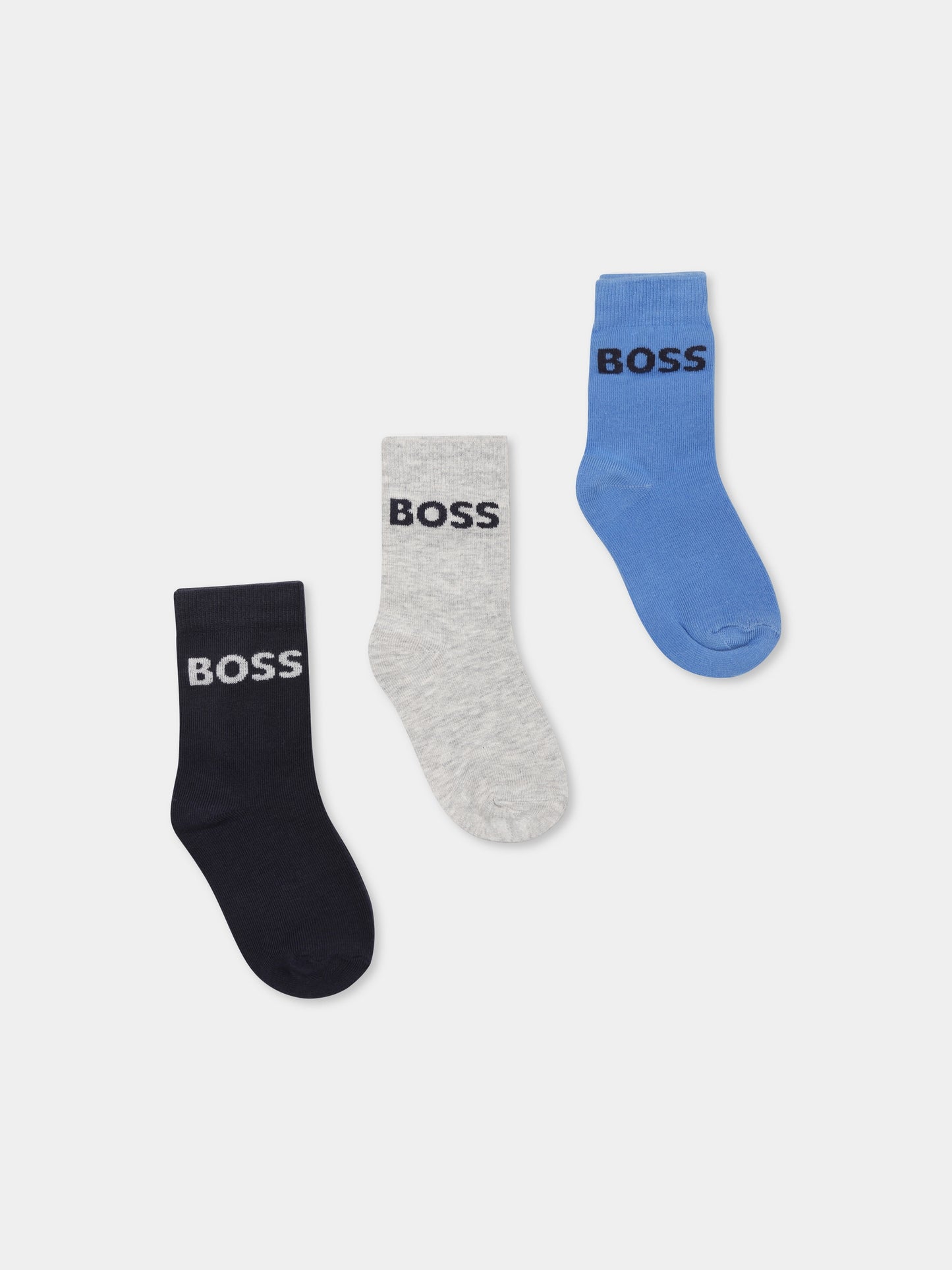 Set calzini multicolor per bambino con logo,Boss,J51745 849