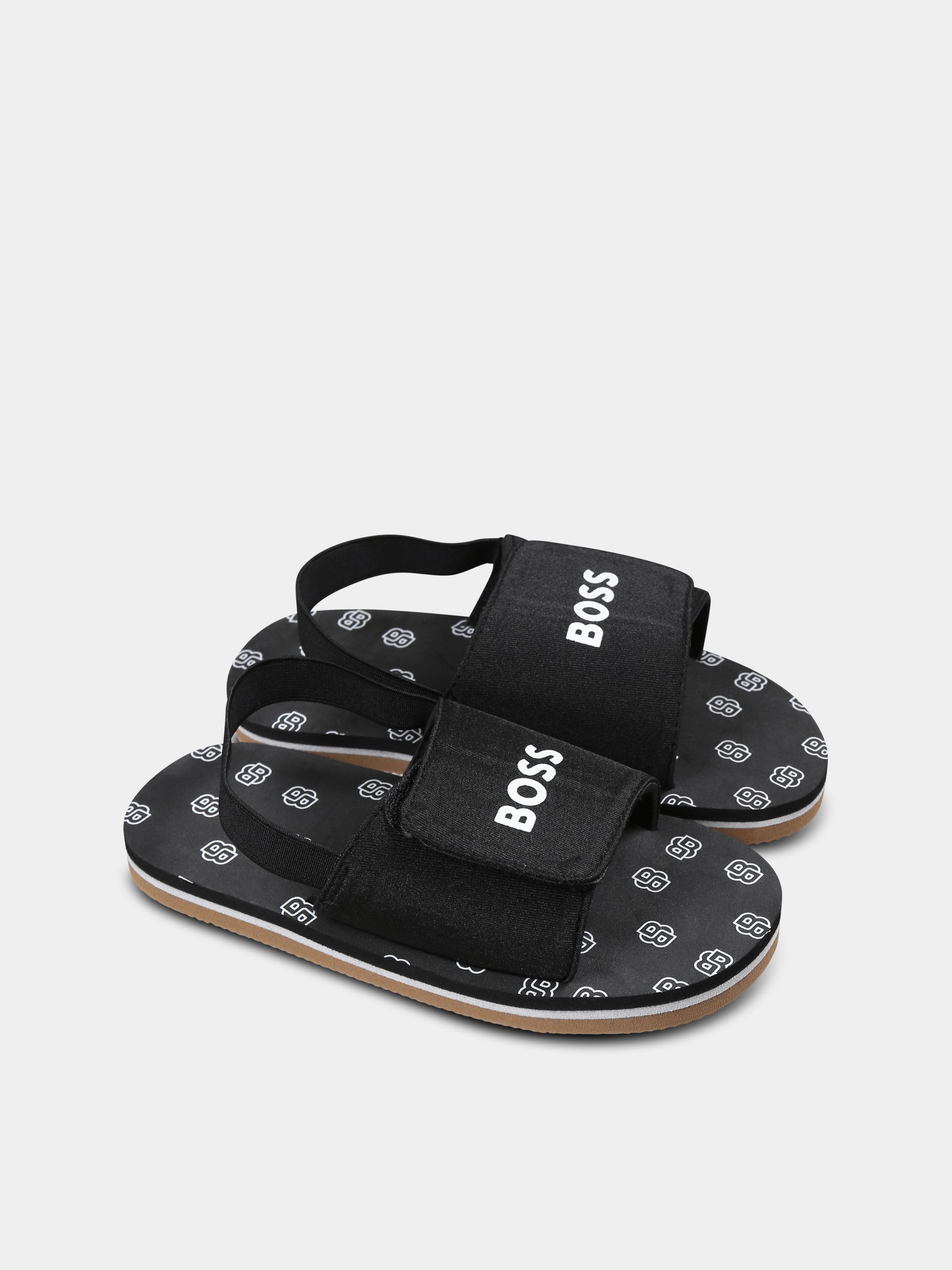 Sandali neri per bambino con logo,Boss,J52156 09B