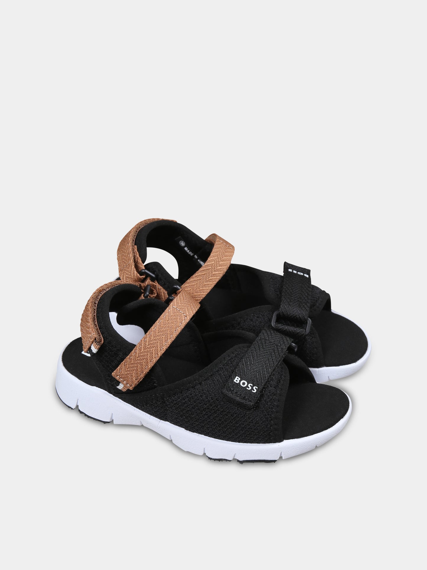 Sandali neri per bambino con logo,Boss,J52159 09B