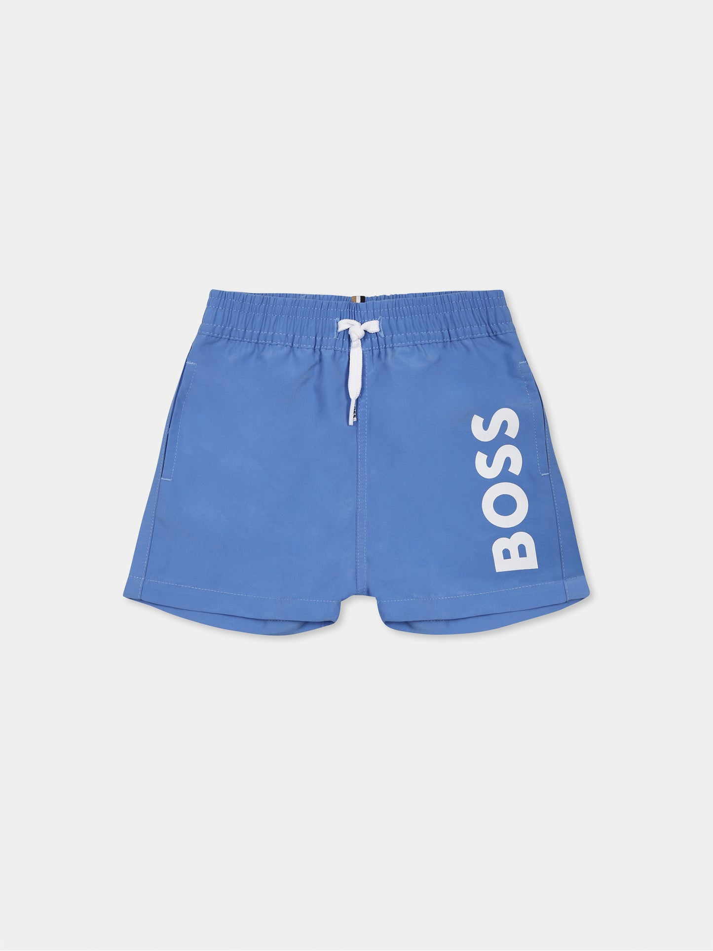Boxer mare celeste per neonato con logo