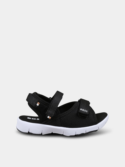 Sandali neri per bambino con logo,Boss,J51654 09B