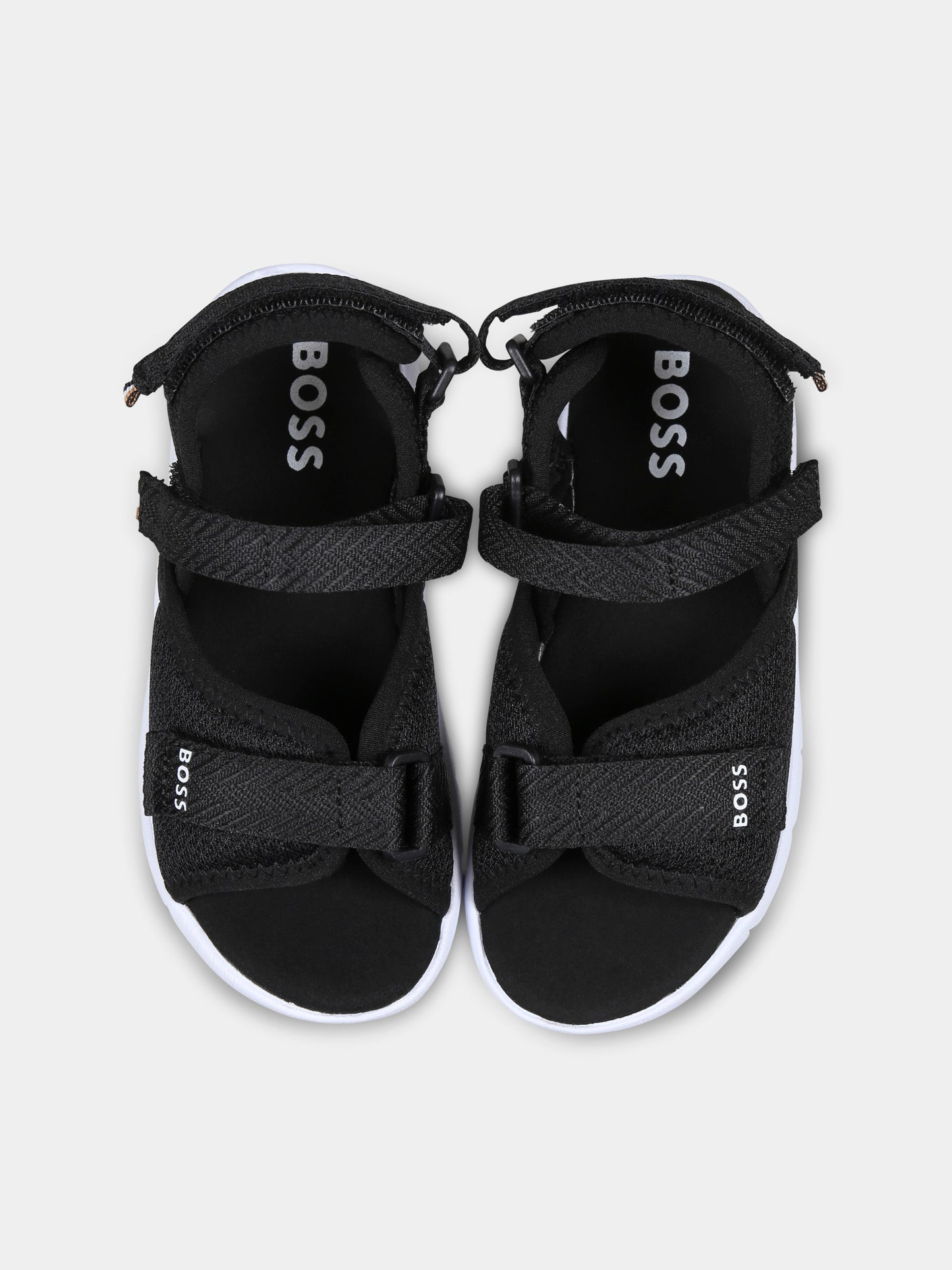 Sandali neri per bambino con logo,Boss,J51654 09B