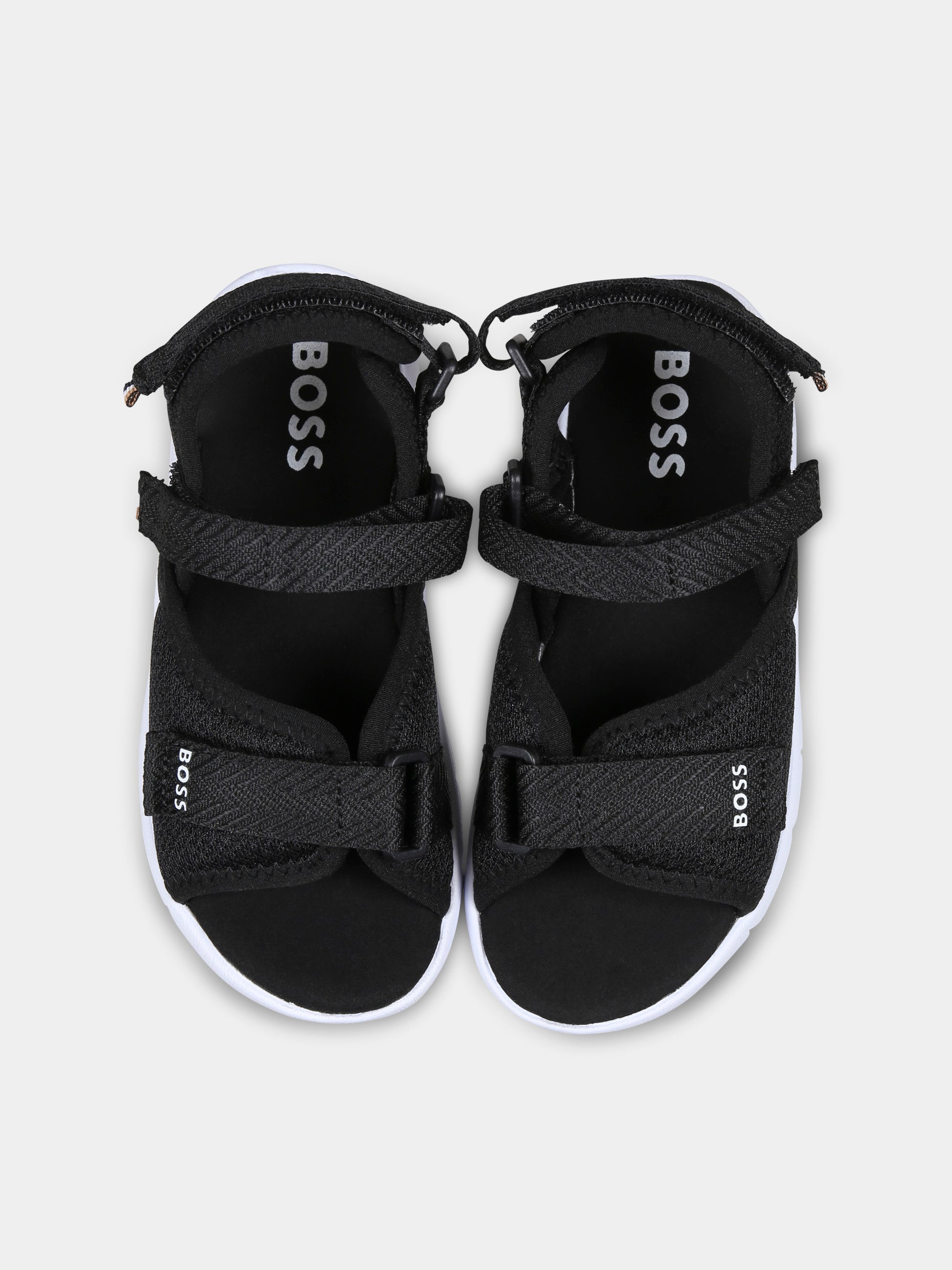 Sandali neri per bambino con logo,Boss,J51654 09B