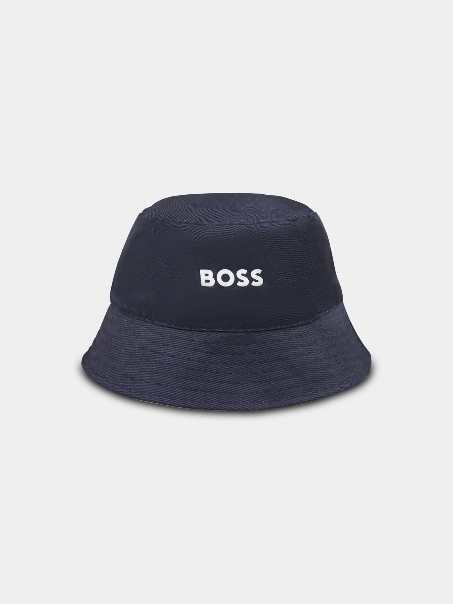 Cloche beige reversibile per bambino con logo