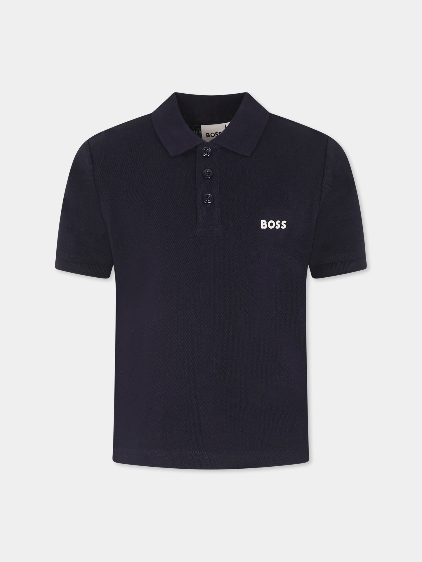 Polo blu per bambino con logo,Boss,J52014 849