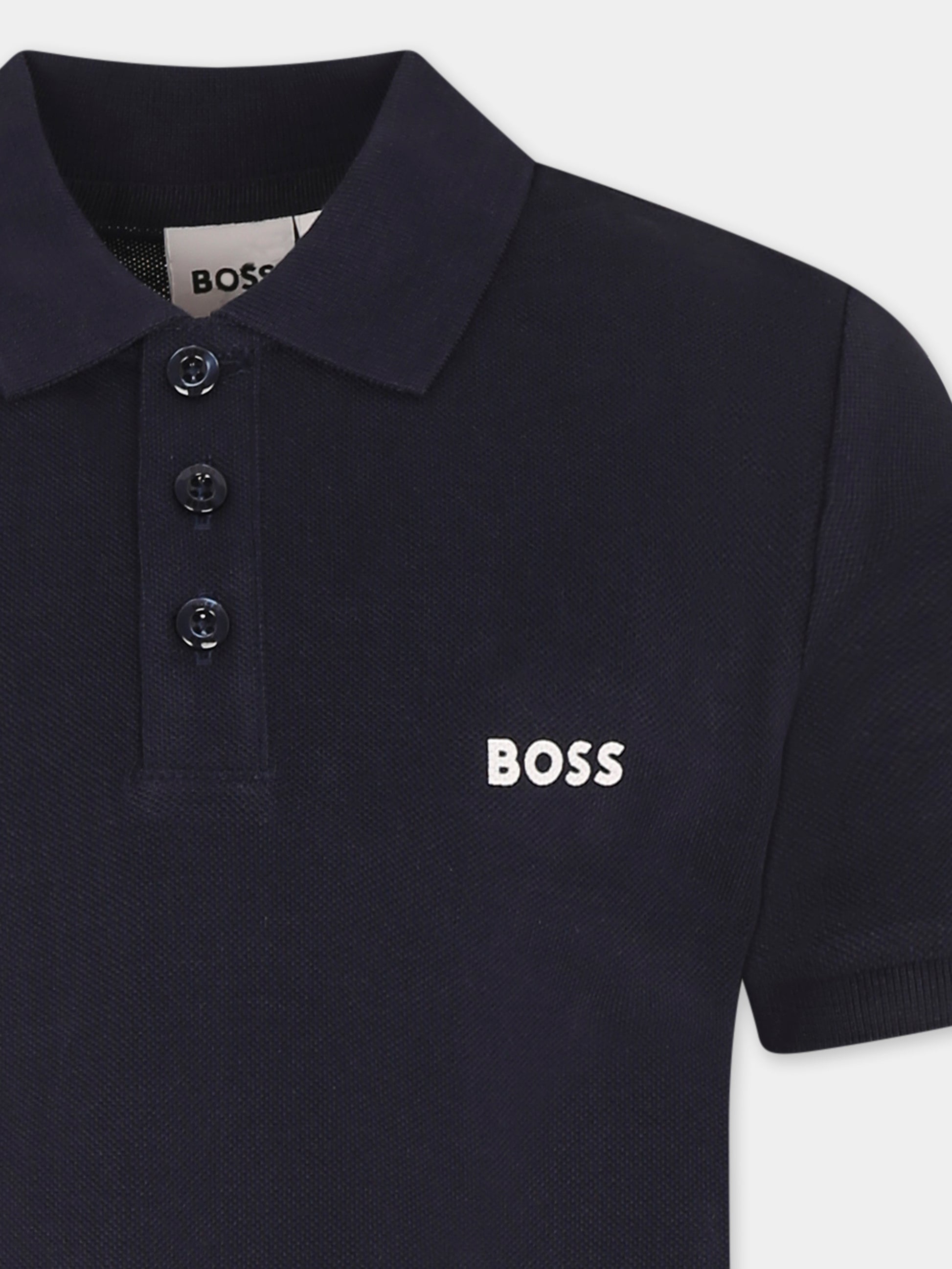 Polo blu per bambino con logo,Boss,J52014 849