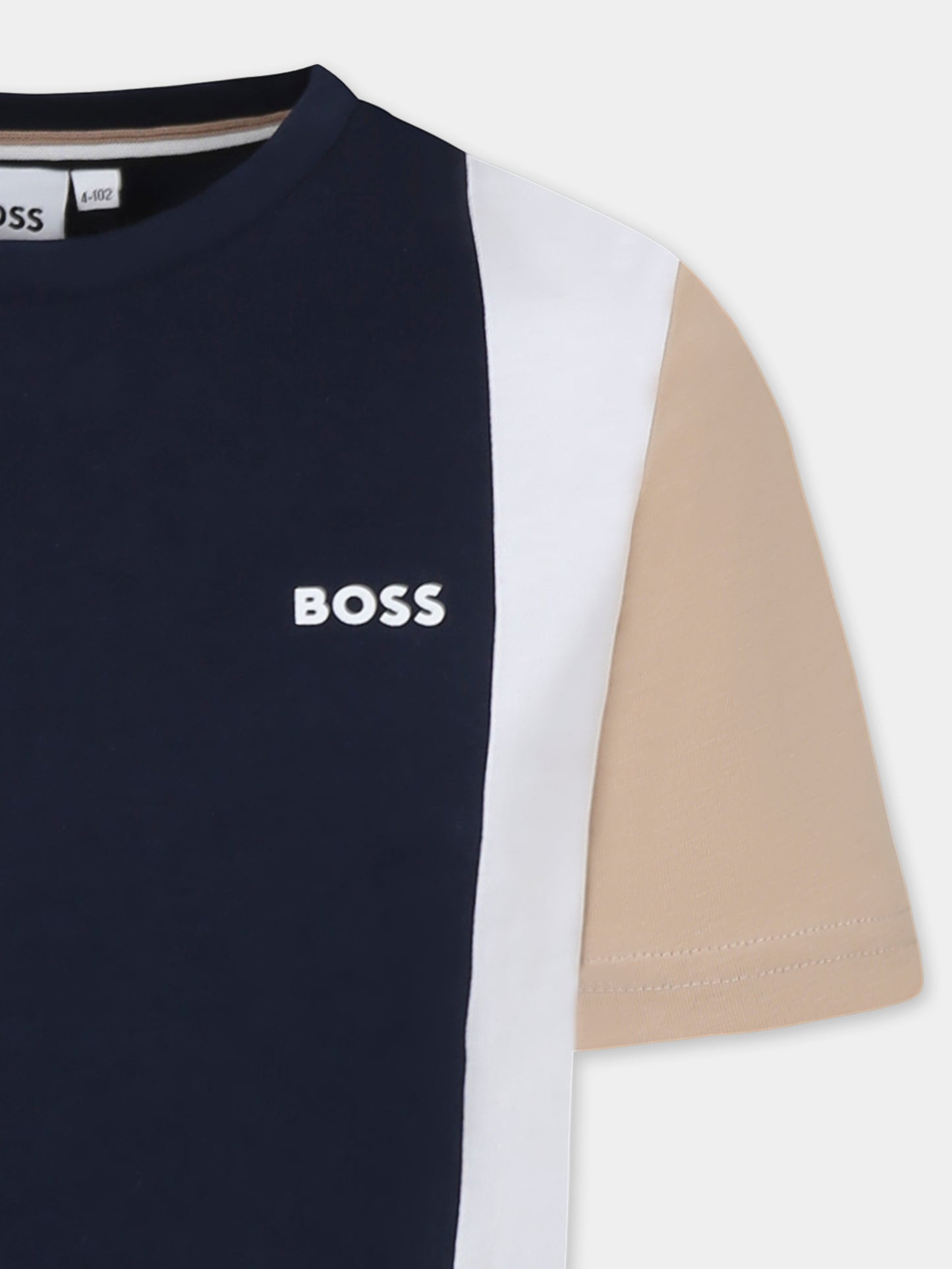 T-shirt blu per bambino con logo