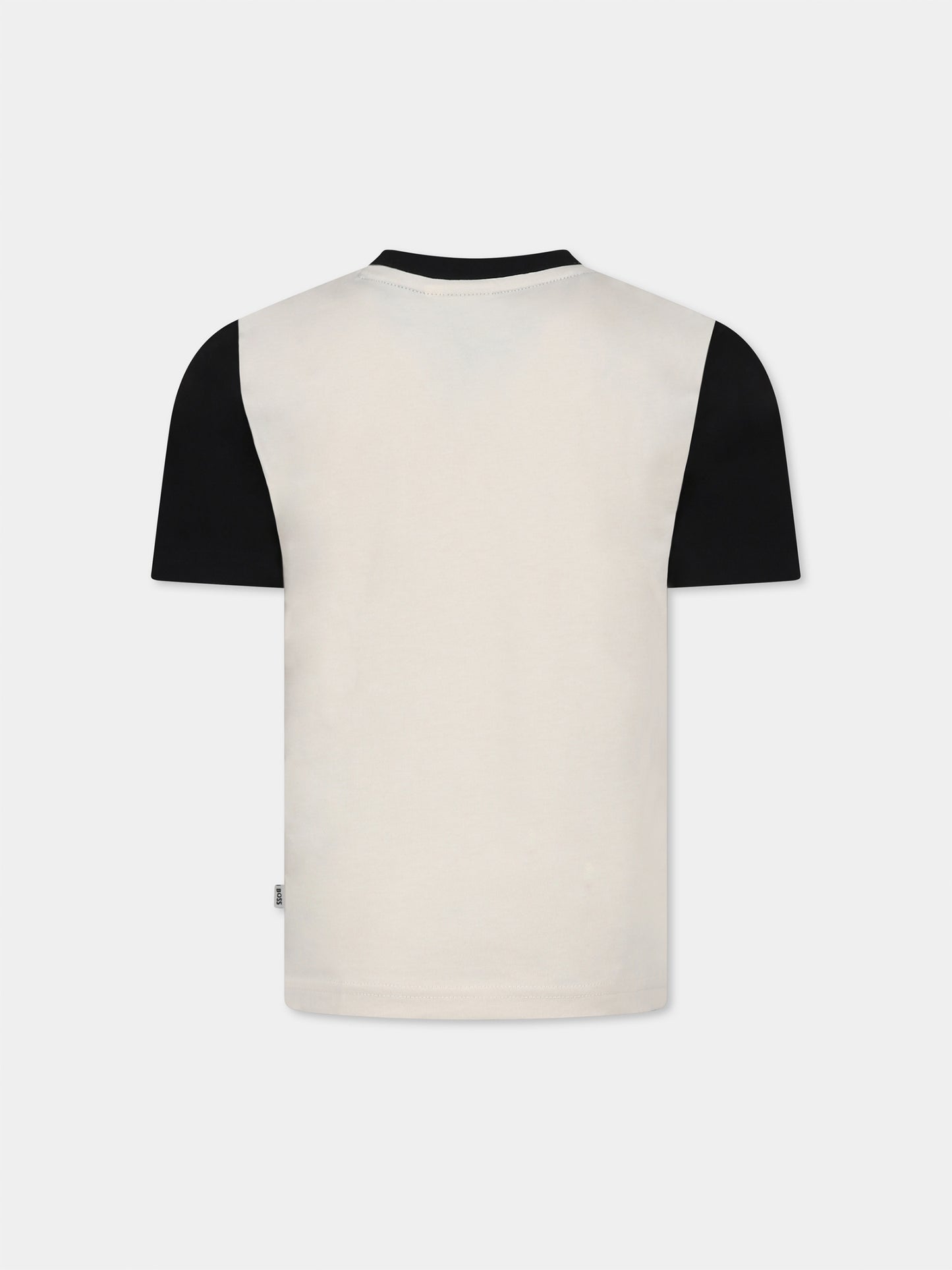 T-shirt beige per bambino con logo