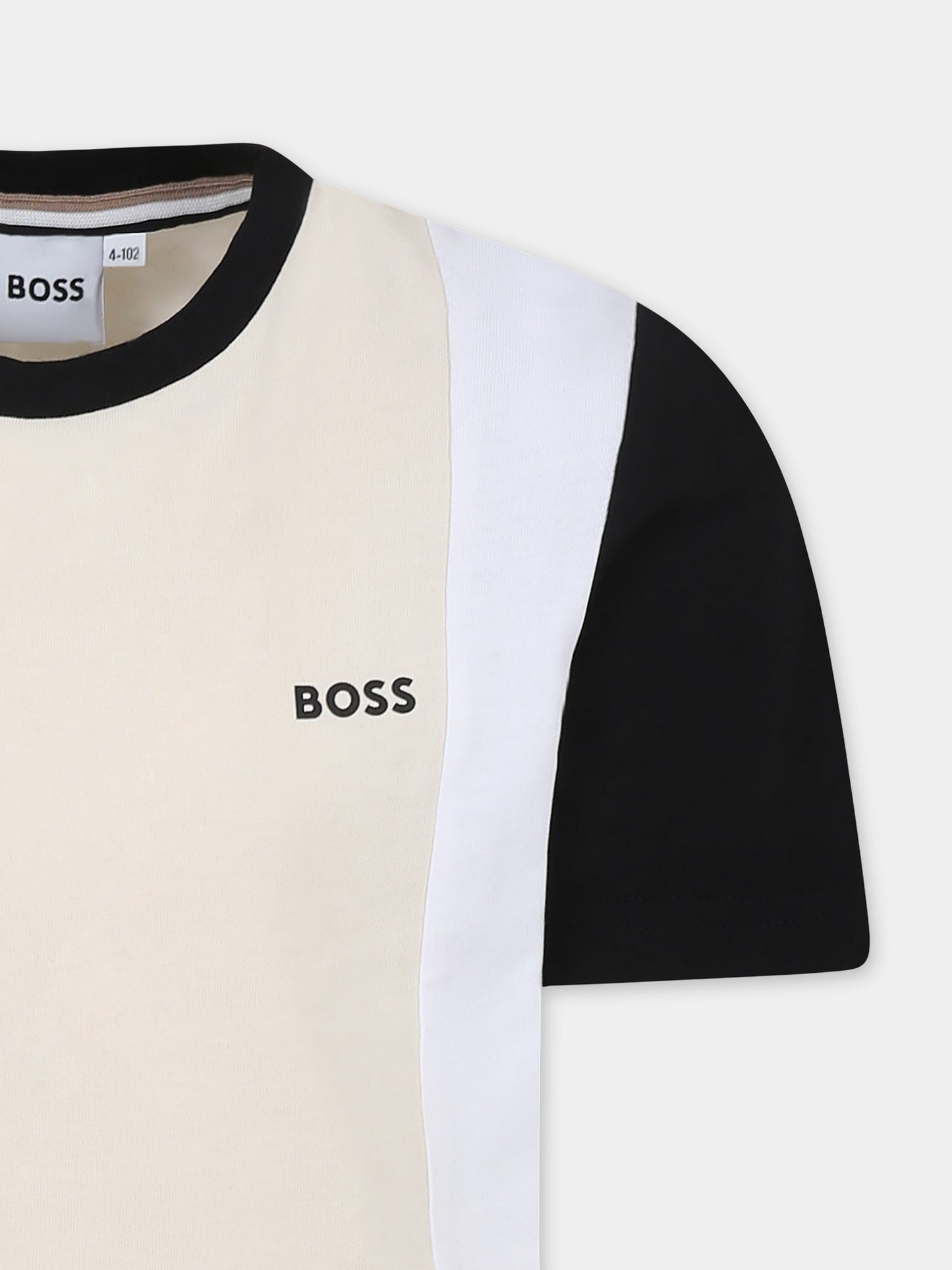 T-shirt beige per bambino con logo