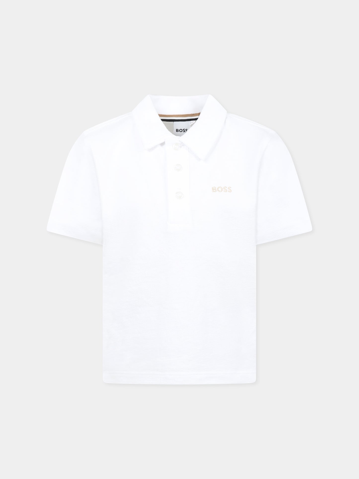Polo bianca per bambino con logo,Boss,J52017 10P
