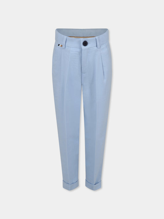 Pantaloni celesti per bambino con logo,Boss,J51981 887