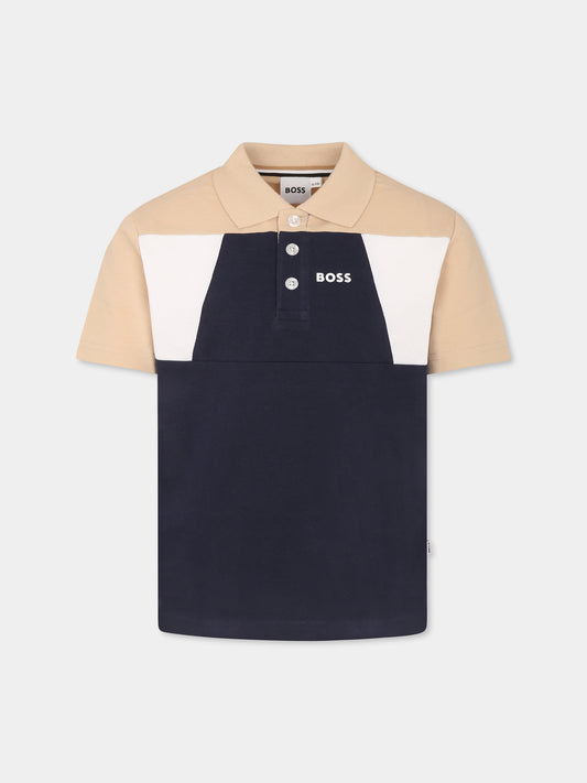 Polo blu per bambino con logo,Boss,J52016 849