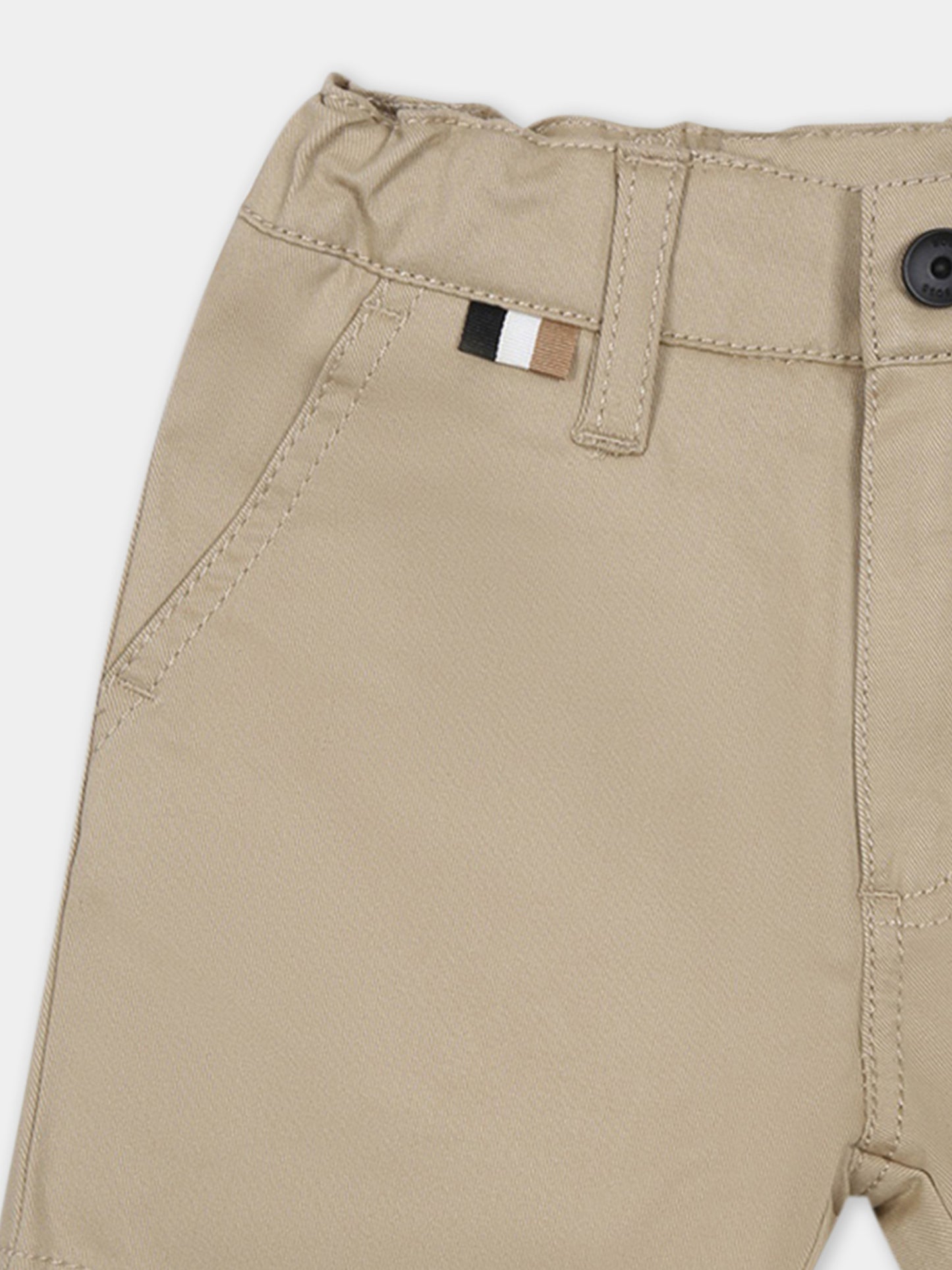 Shorts beige per neonato con logo