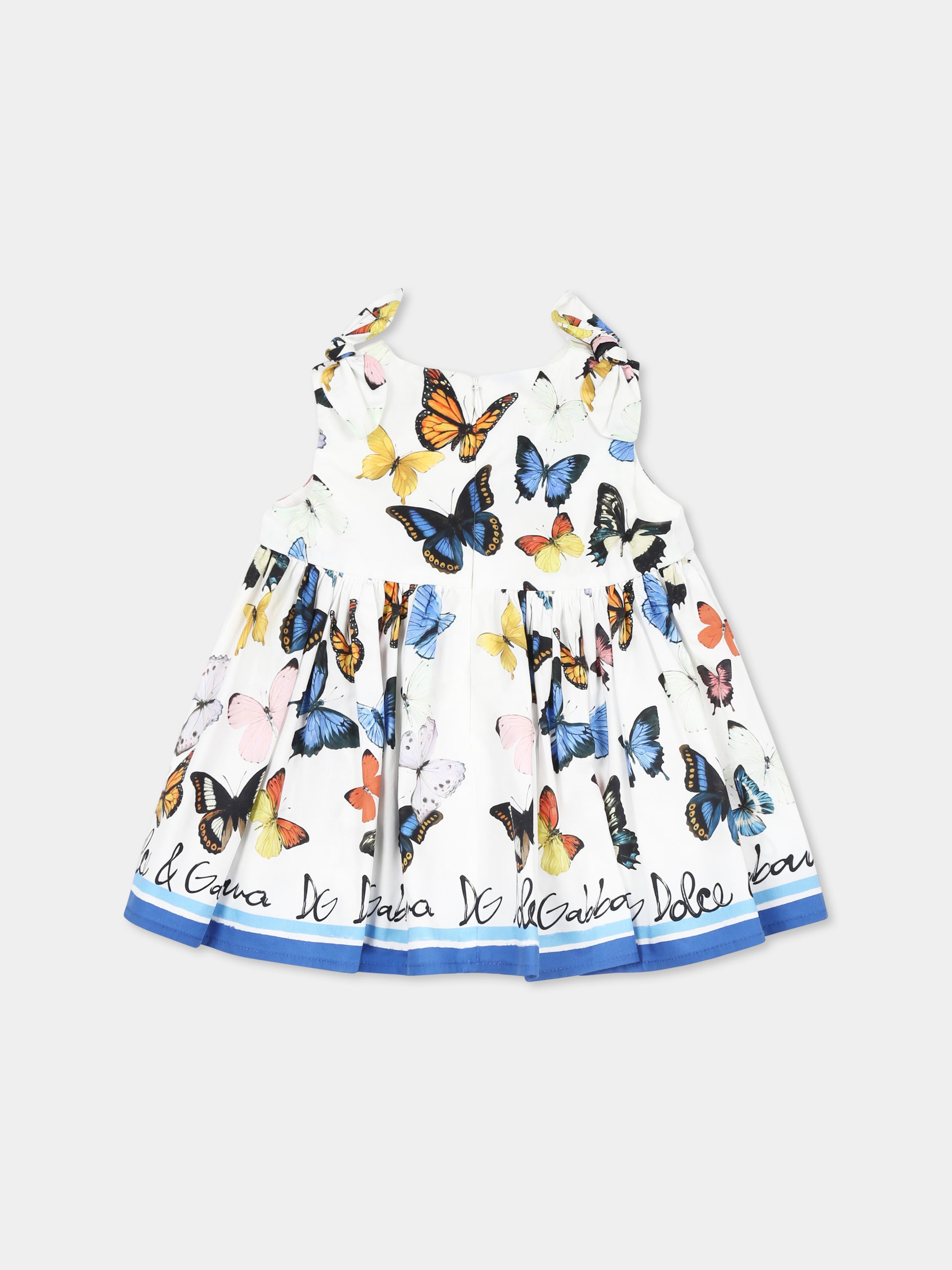Vestito bianco per neonata con farfalle all over,Dolce & Gabbana Kids,L21N61 FI5KS HB5KB