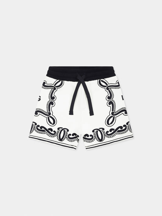 Shorts bianchi per neonato con stampa bandana