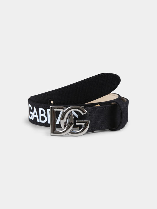 Cintura nera per bambino con logo,Dolce & Gabbana Kids,EC0083 AT661 8B939