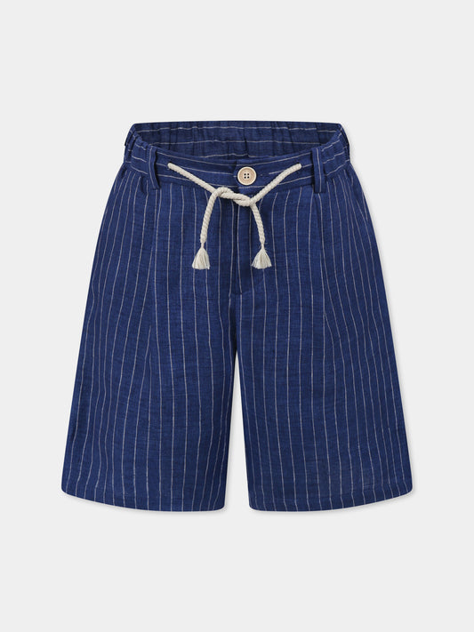 Shorts blu per bambino con stemma DG,Dolce & Gabbana Kids,L43Q63 FR4BD S8051