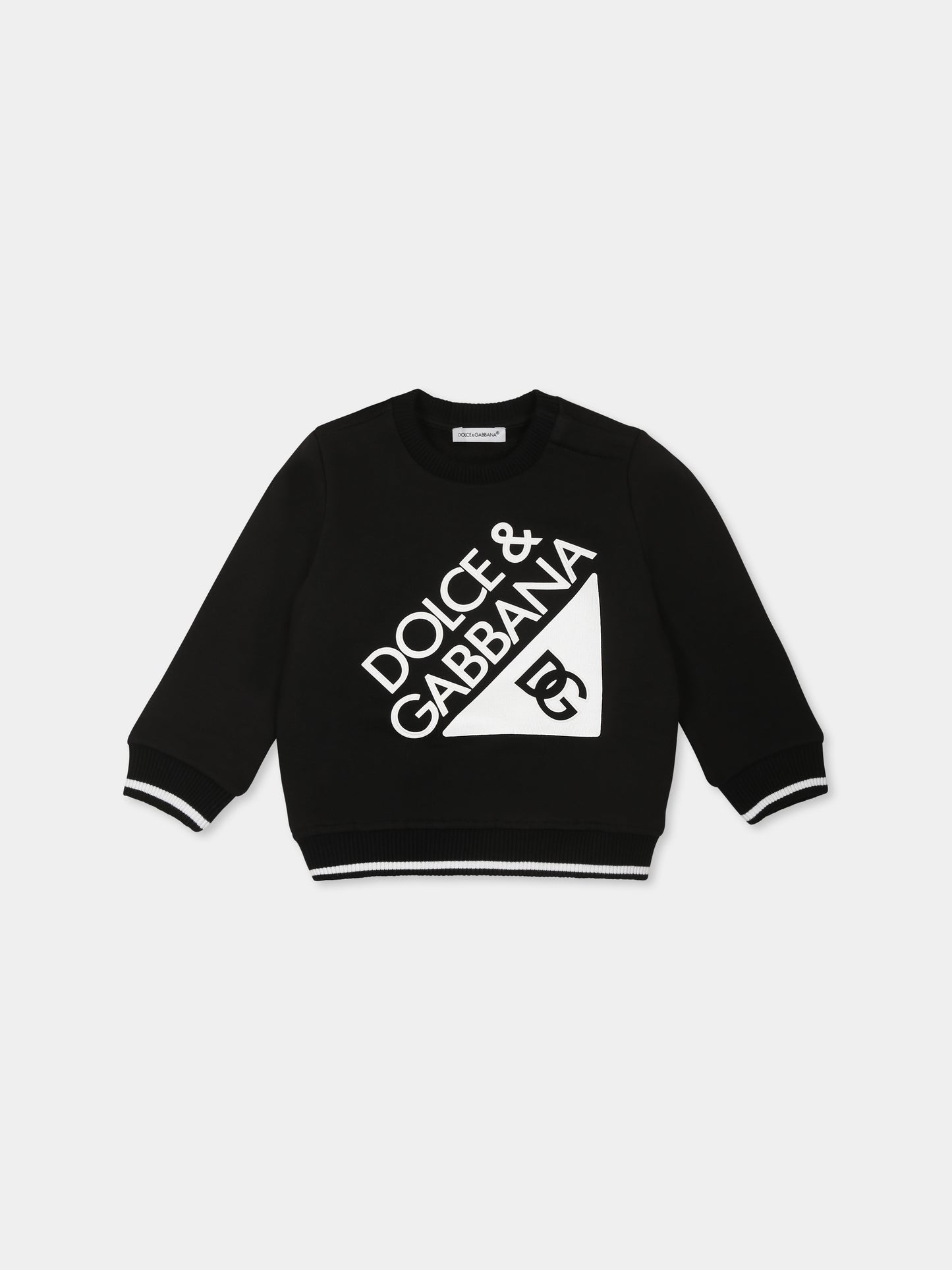 Felpa nera per neonati con logo,Dolce & Gabbana Kids,L1JWKD G7O6N N0000