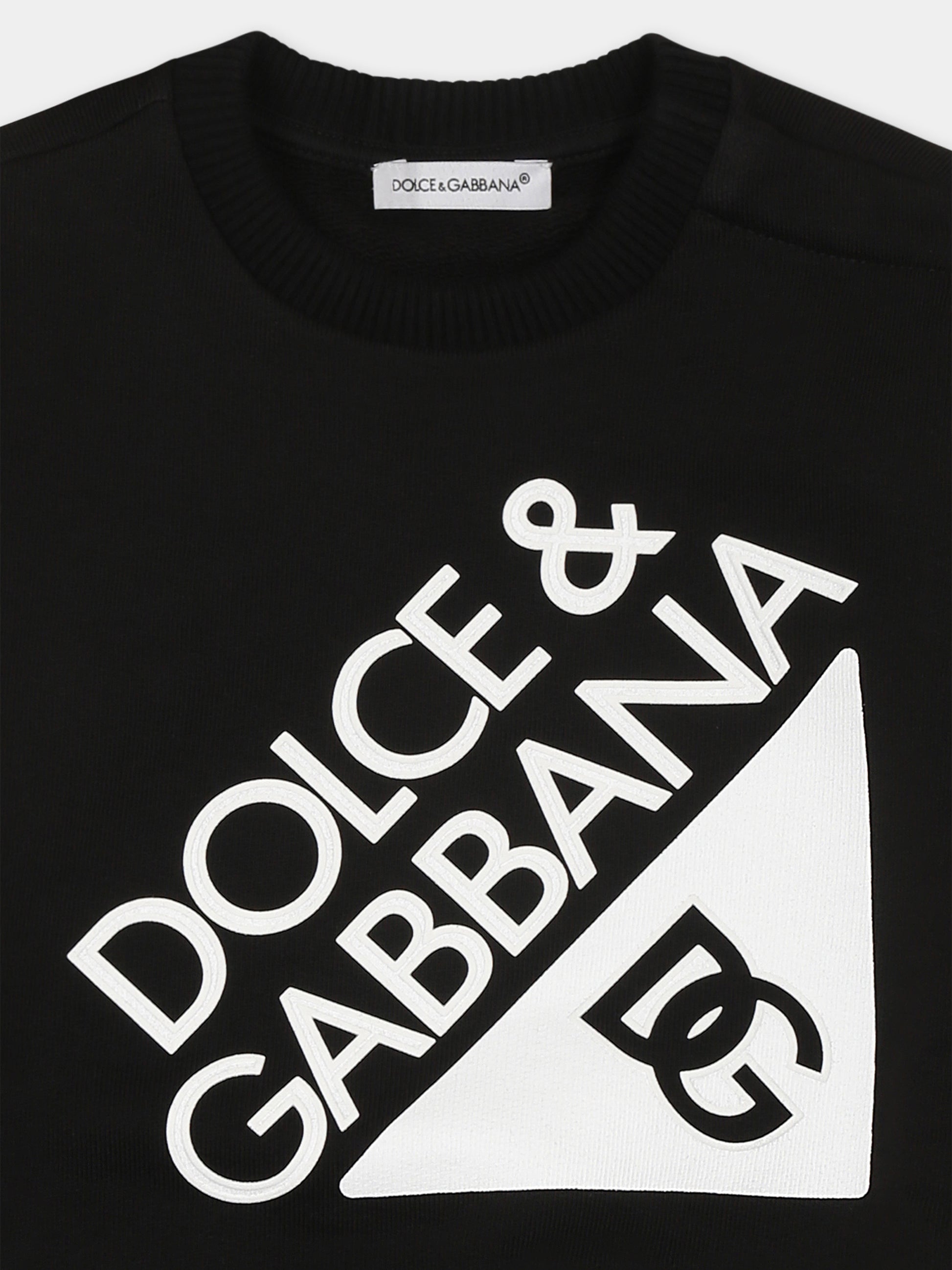Felpa nera per neonati con logo,Dolce & Gabbana Kids,L1JWKD G7O6N N0000