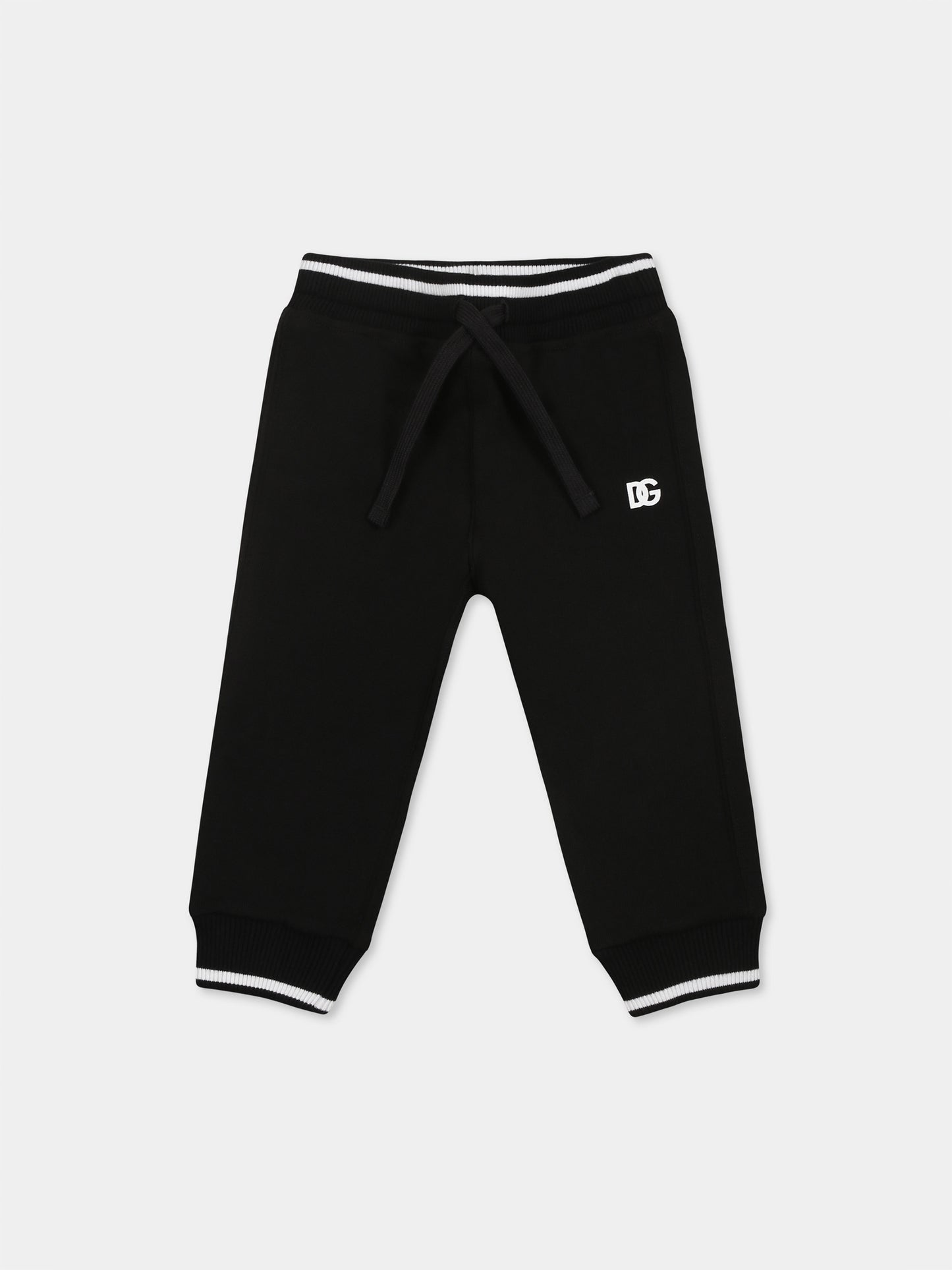Pantaloni neri per neonati con logo