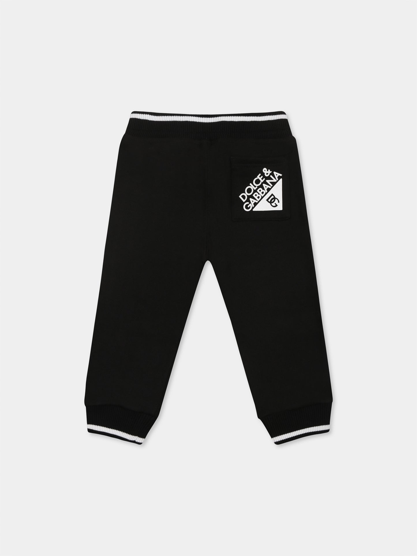 Pantaloni neri per neonati con logo