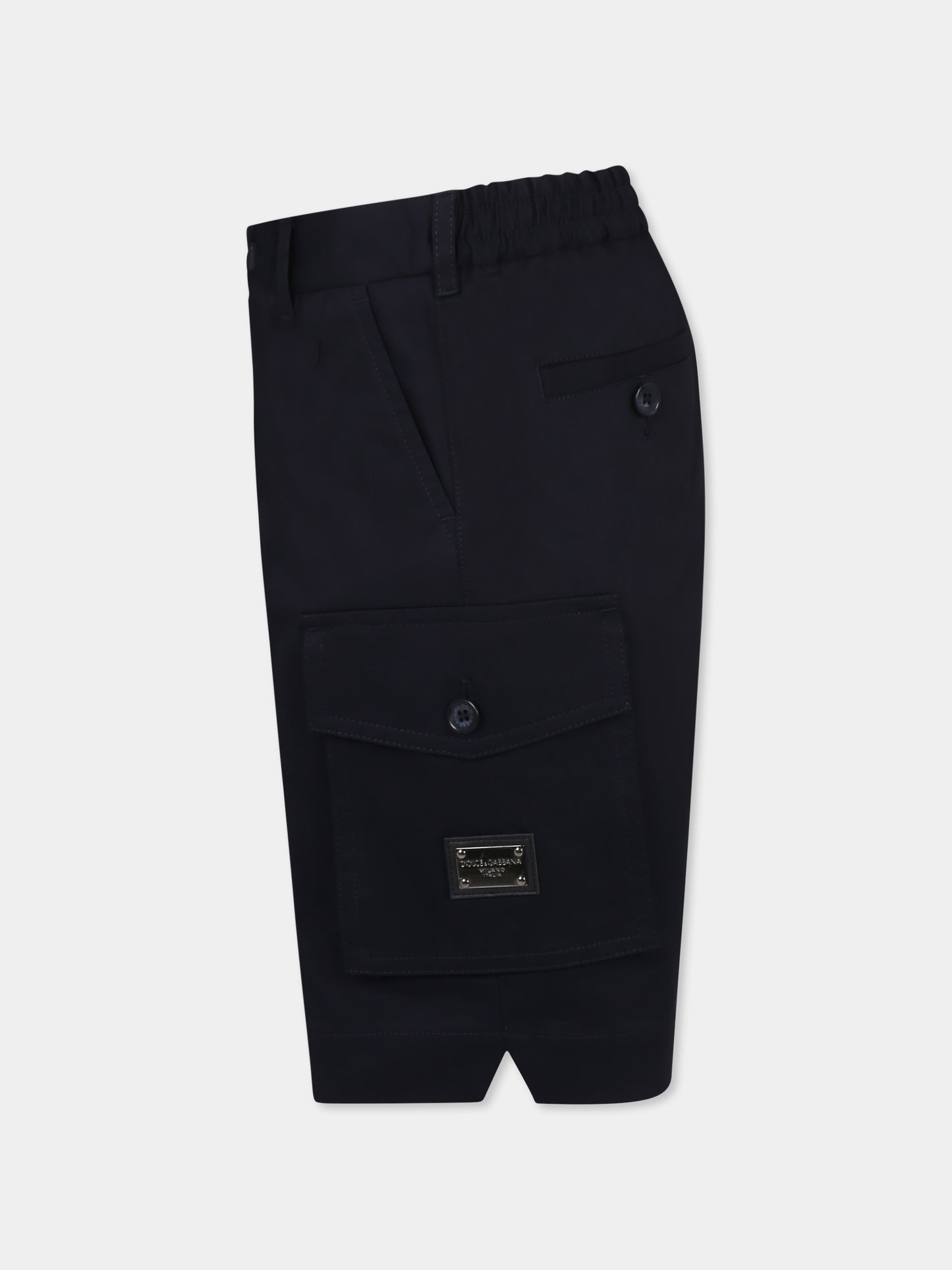 Shorts blu per bambino con logo