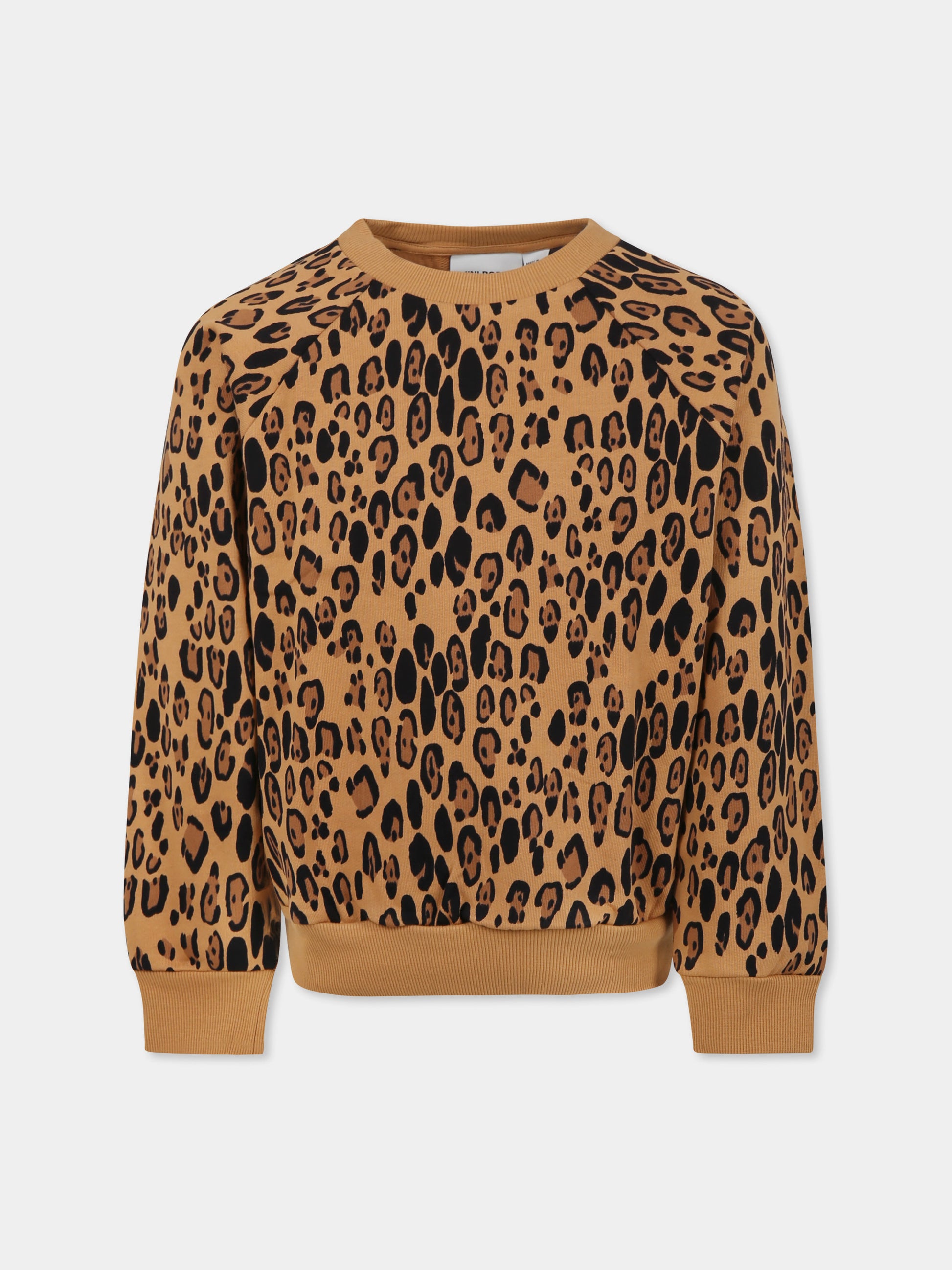 Felpa beige per bambini con stampa maculata,Mini Rodini,1000014413