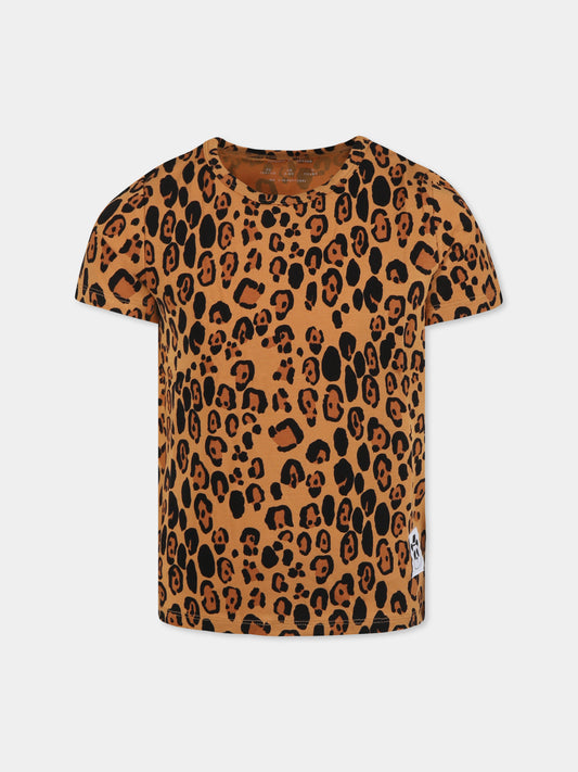 T-shirt beige per bambini con stampa maculata,Mini Rodini,1000000213