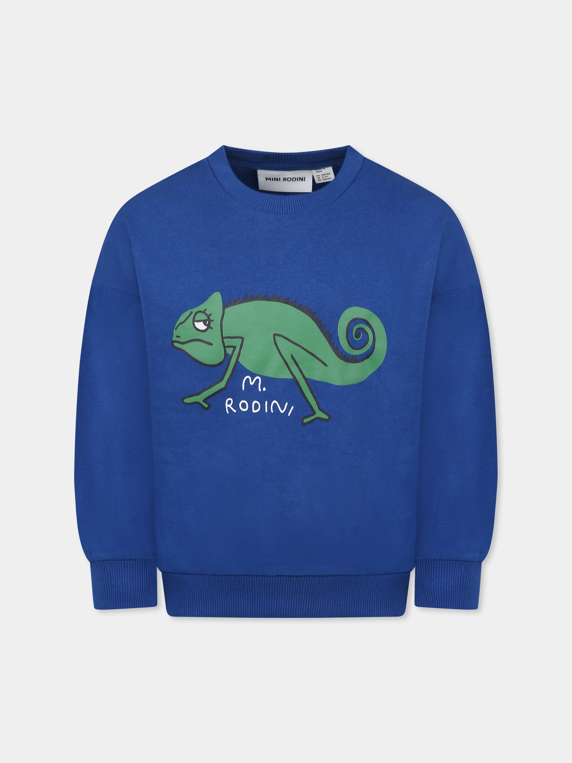 Felpa azzurra per bambino con camaleonte,Mini Rodini,2522016660
