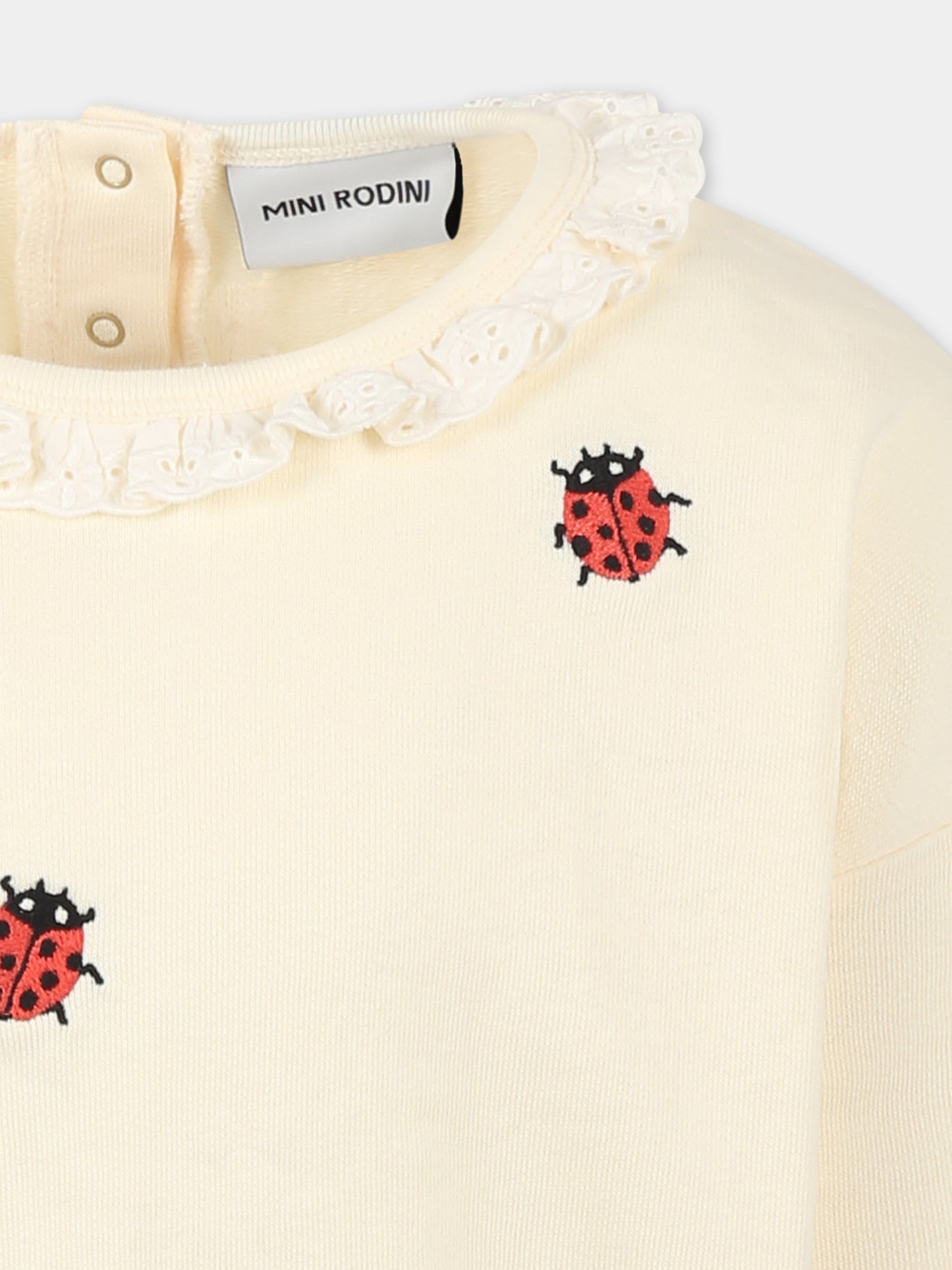 Felpa avorio per bambina con coccinelle,Mini Rodini,2522010711