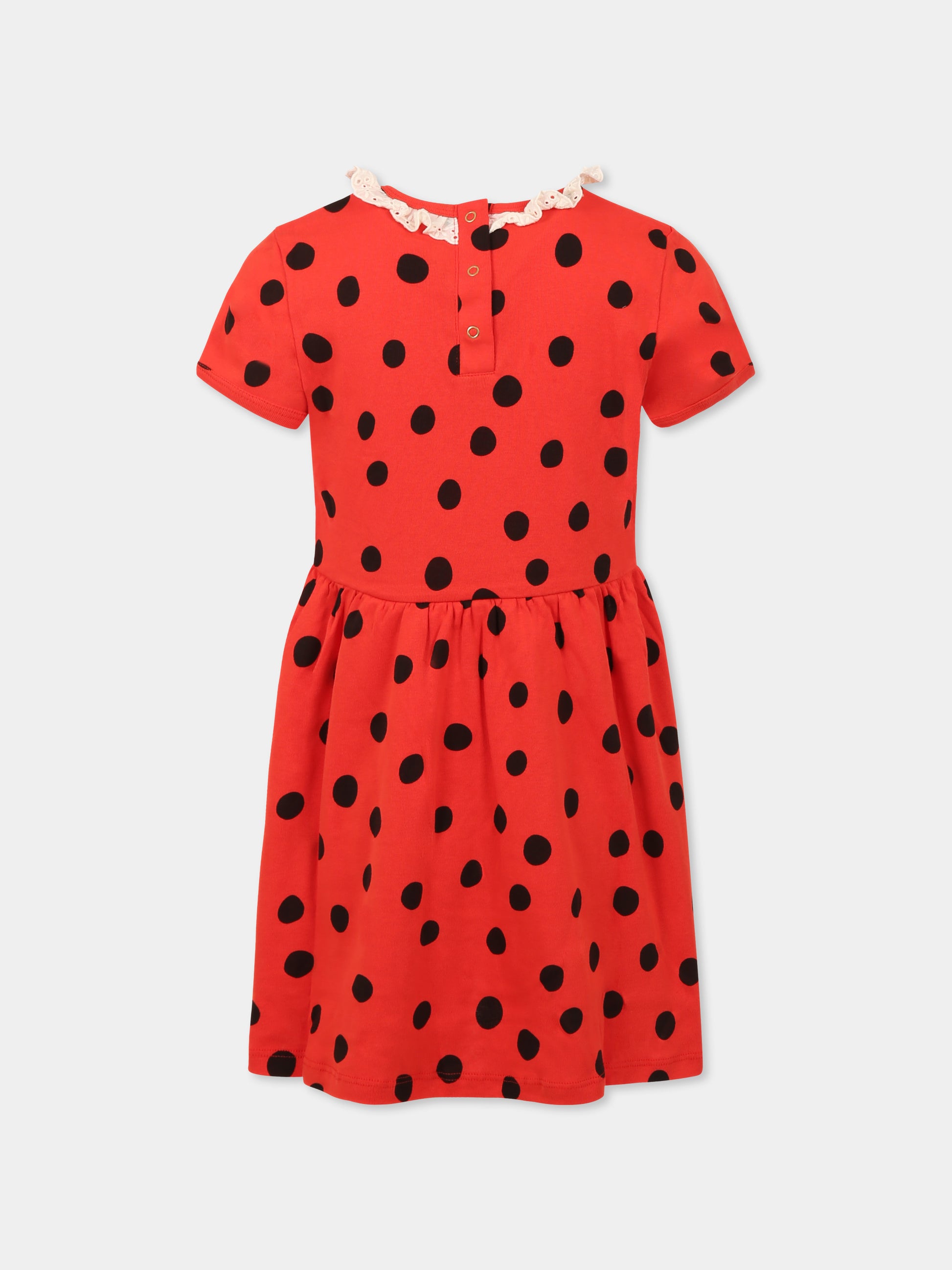 Vestito rosso per bambina con pois all over,Mini Rodini,2525010042