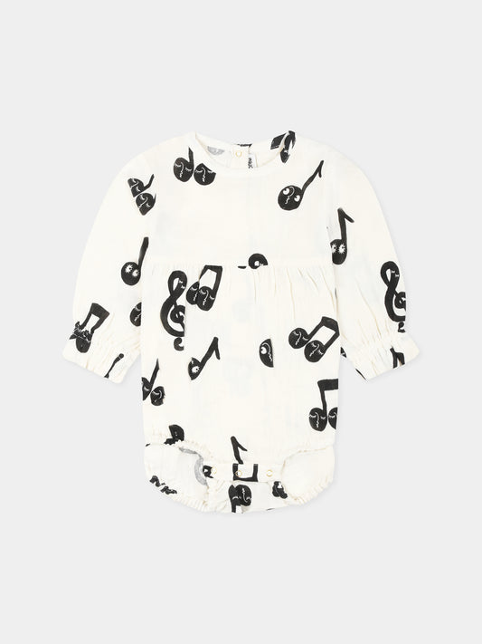 Body avorio per neonata con note musicali all-over,Mini Rodini,2524011710