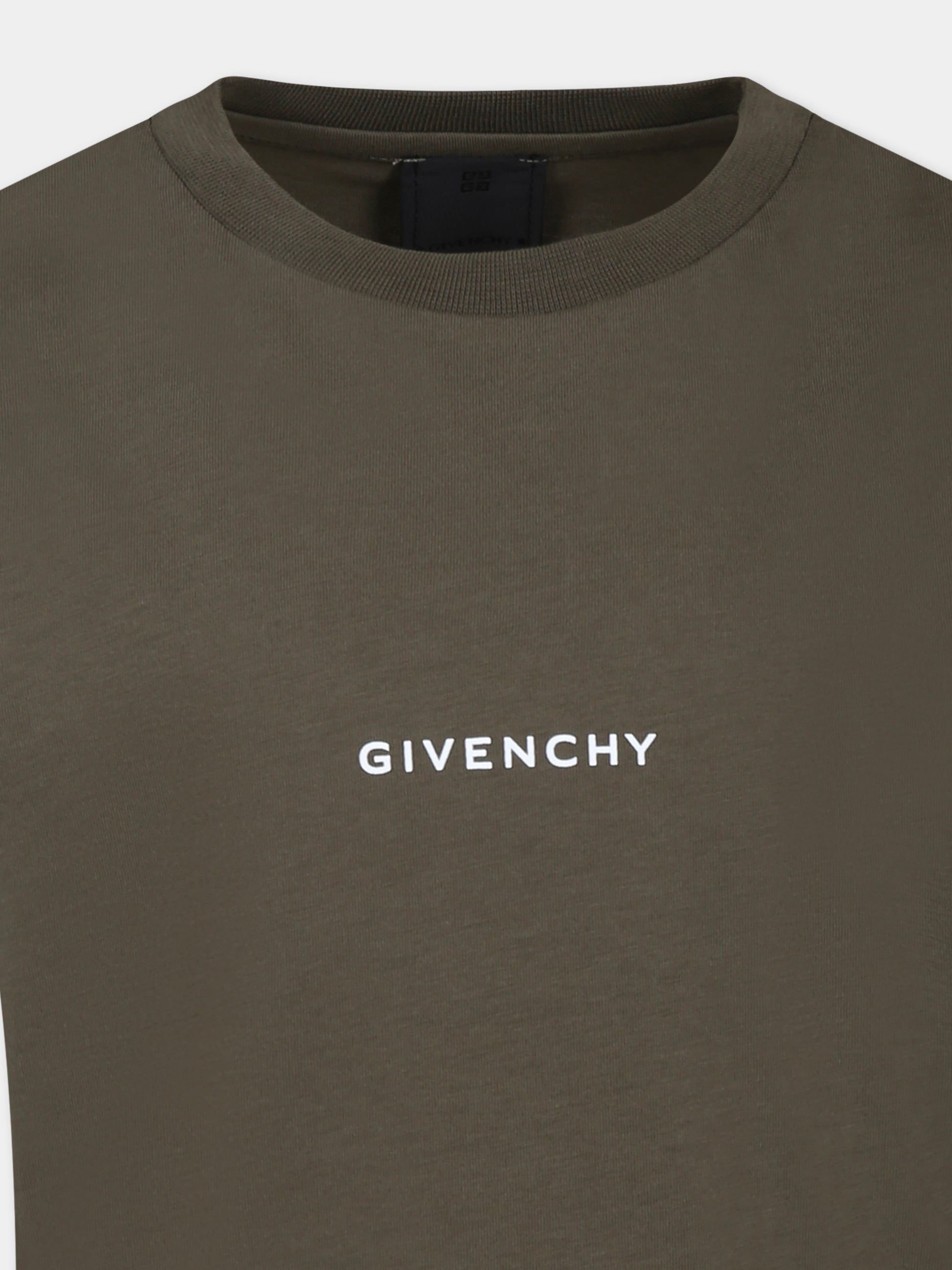 T-shirt verde per bambino con logo,Givenchy Kids,H30719 653