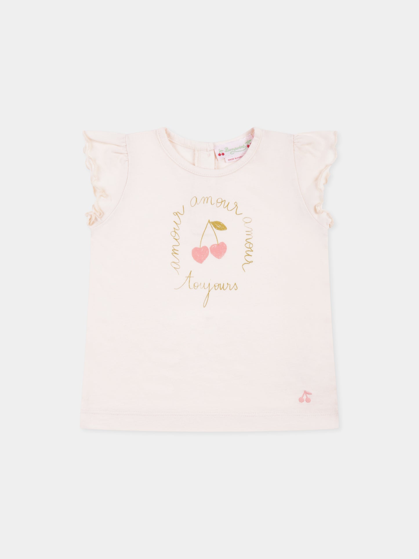 T-shirt rosa per neonata con ciliegie