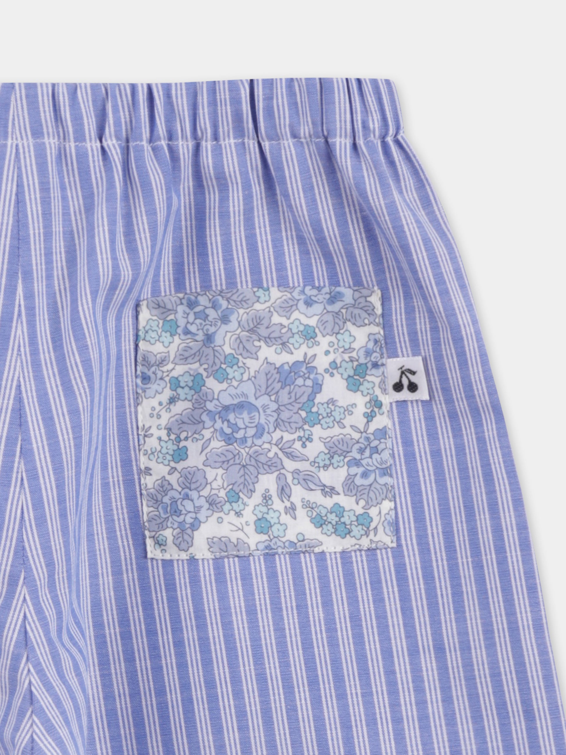 Pantaloni celesti per neonata con stampa floreale,Bonpoint,S05YPAW00004 215