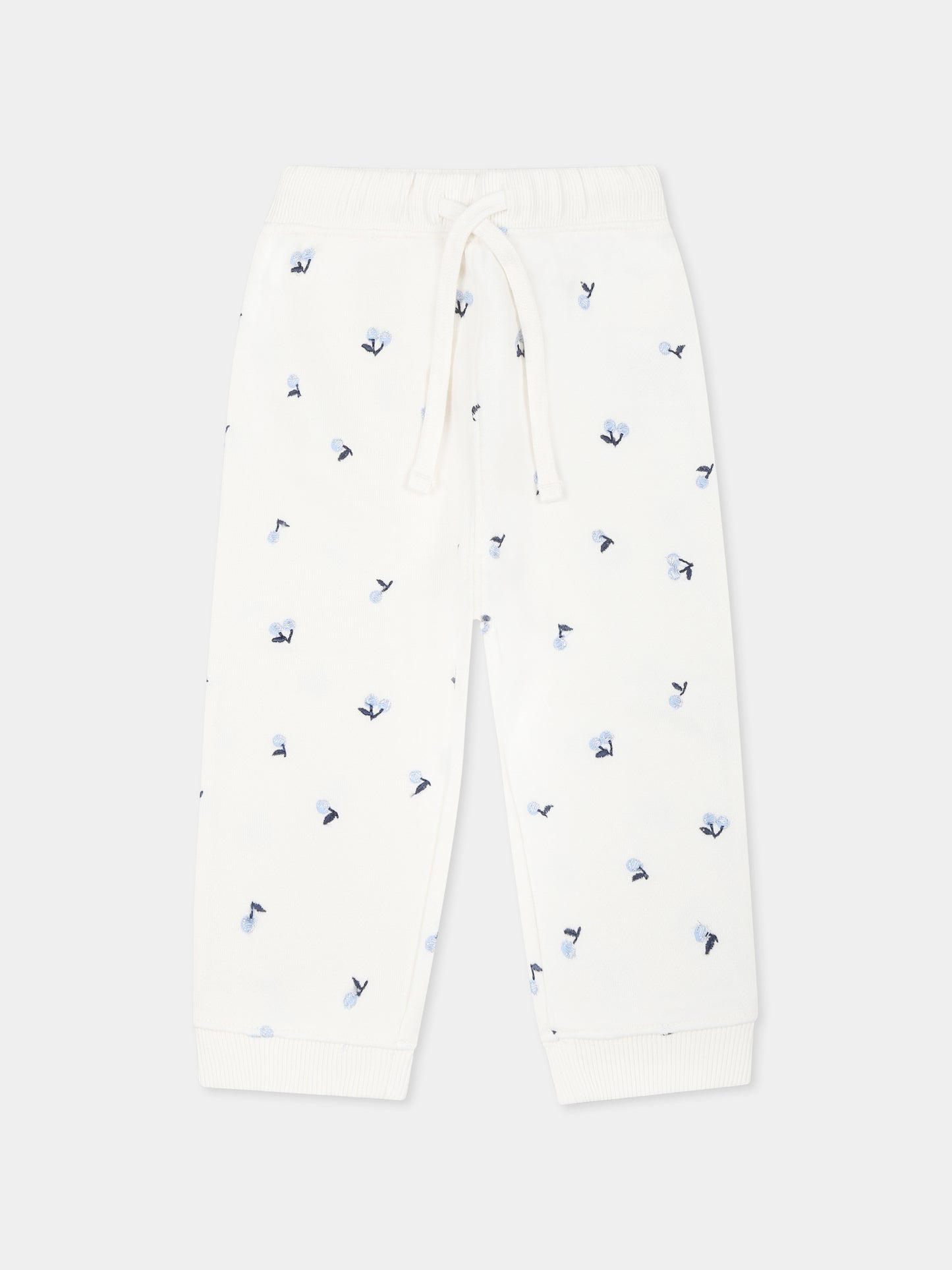 Pantaloni avorio per neonata con ciliegie