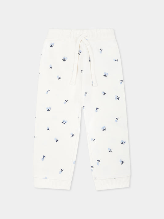 Pantaloni avorio per neonata con ciliegie