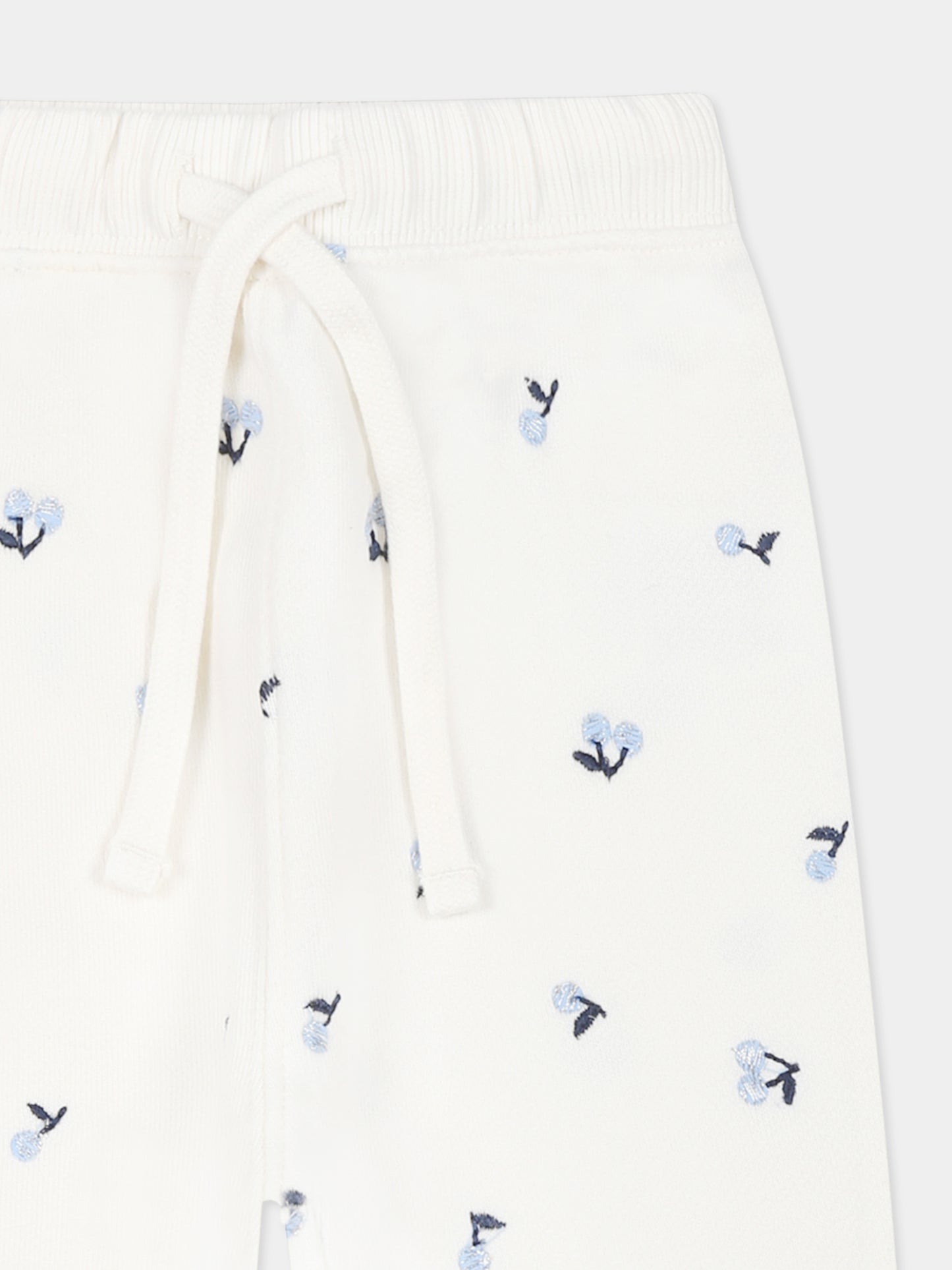 Pantaloni avorio per neonata con ciliegie