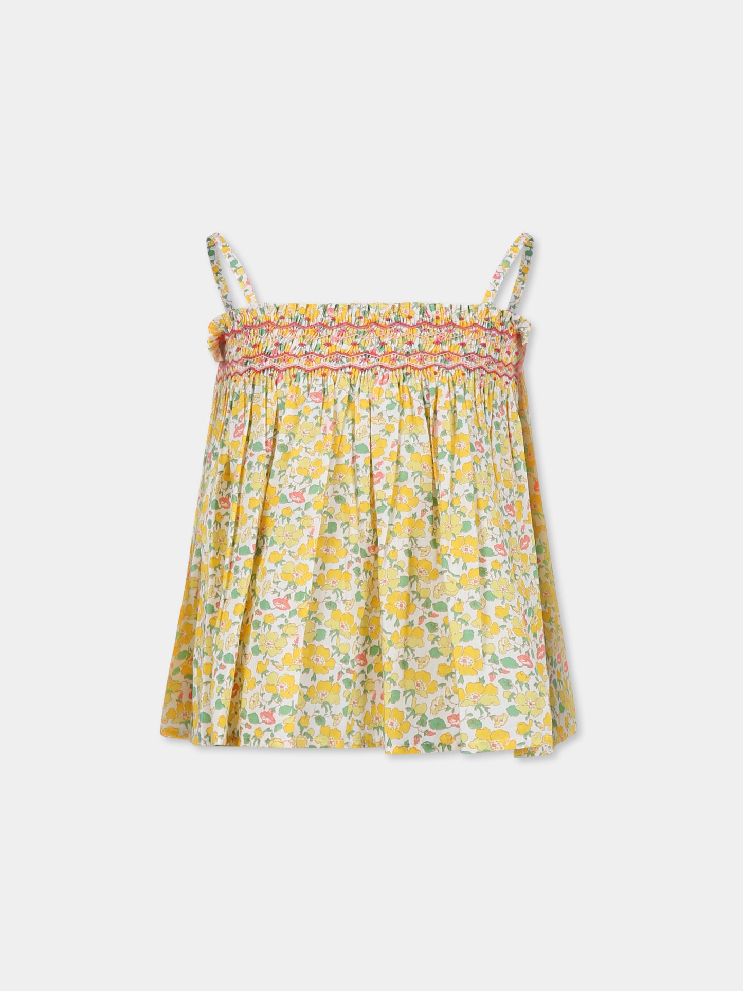 Top multicolor per bambina con stampa floreale