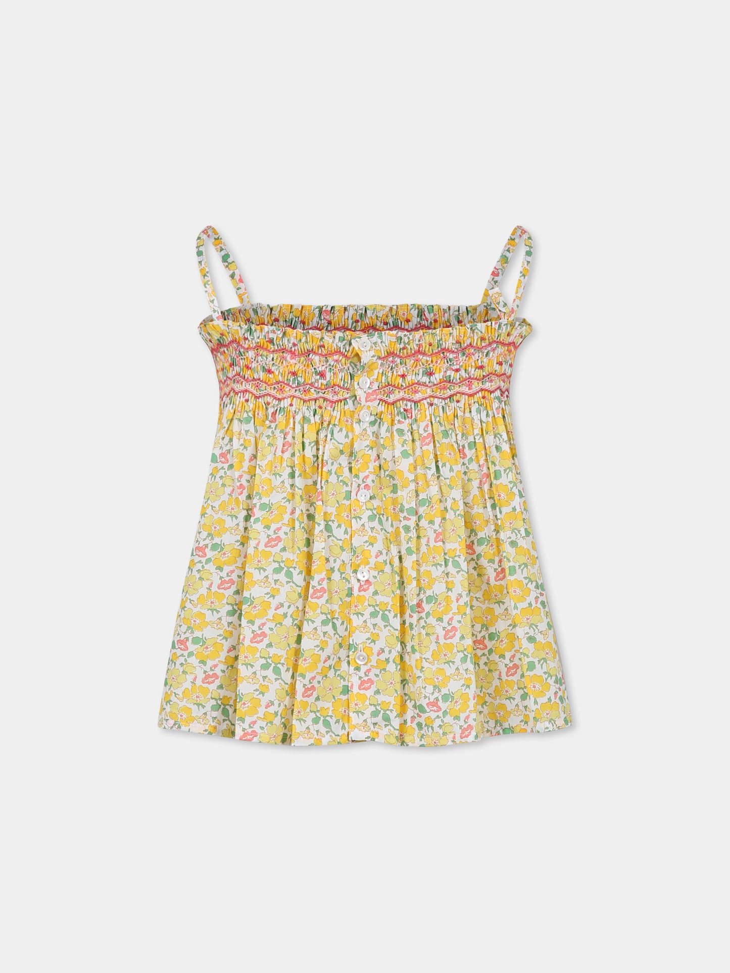 Top multicolor per bambina con stampa floreale