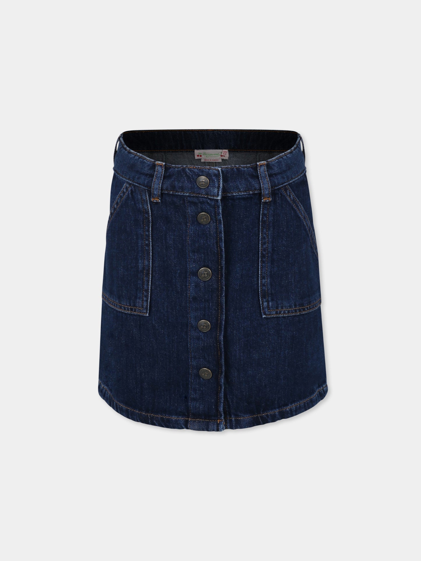 Gonna denim per bambina con ciliegie