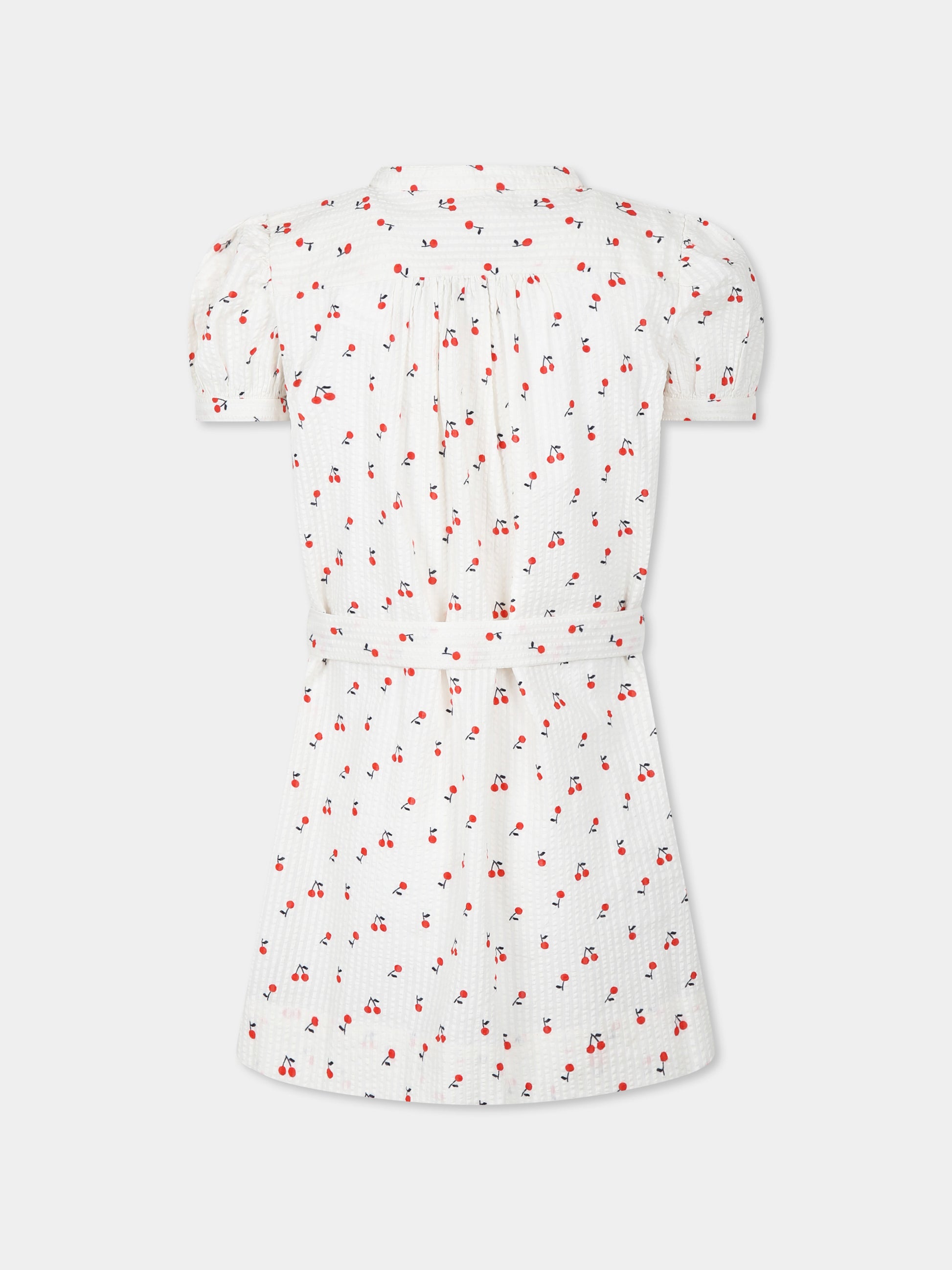 Vestito avorio per bambina con ciliegie,Bonpoint,S05GDRW00045 651C