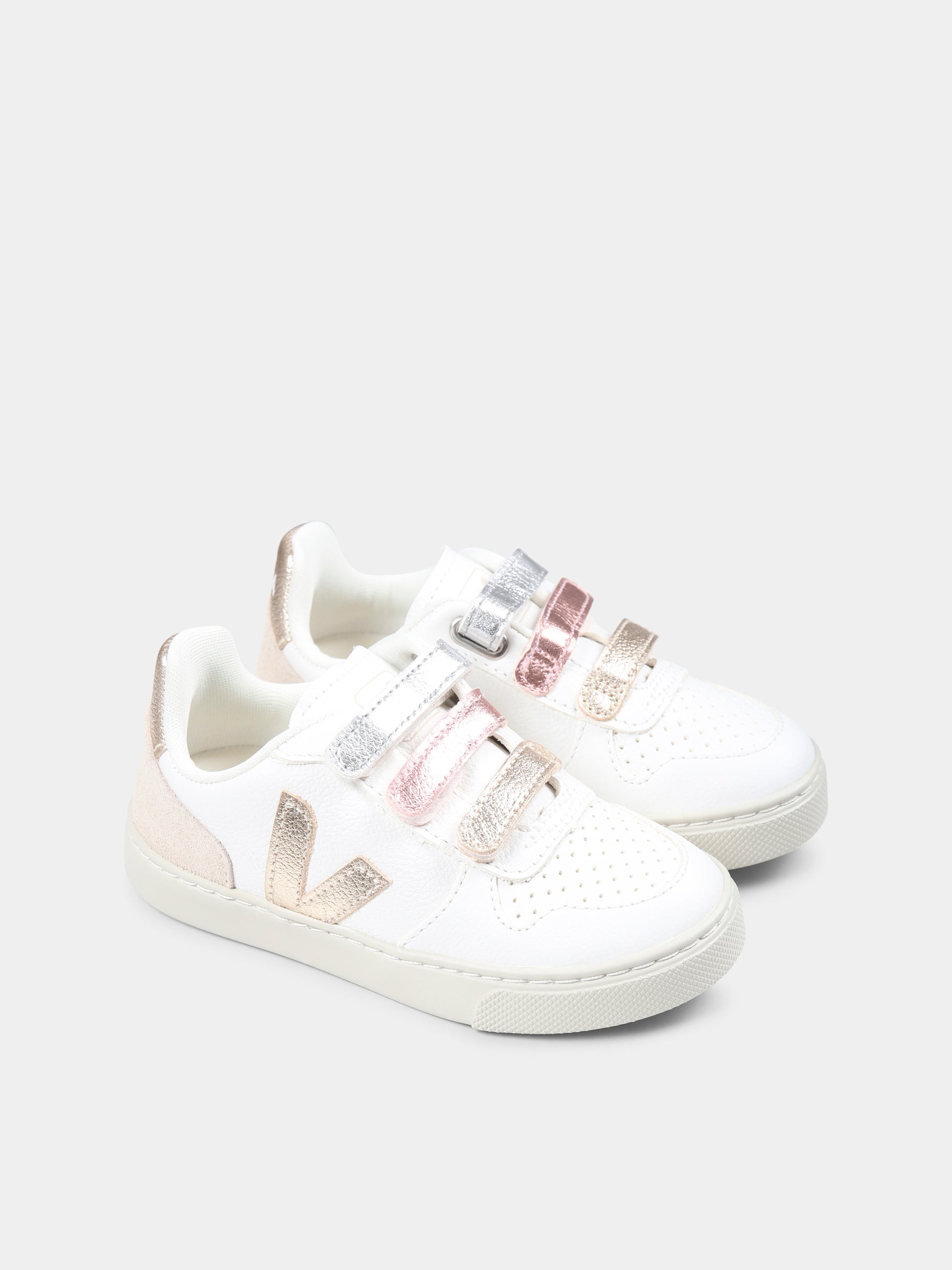 Sneakers bianche per bambina con logo,Veja,CV0520647C