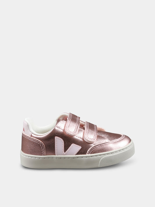 Sneakers rosa per bambina con logo